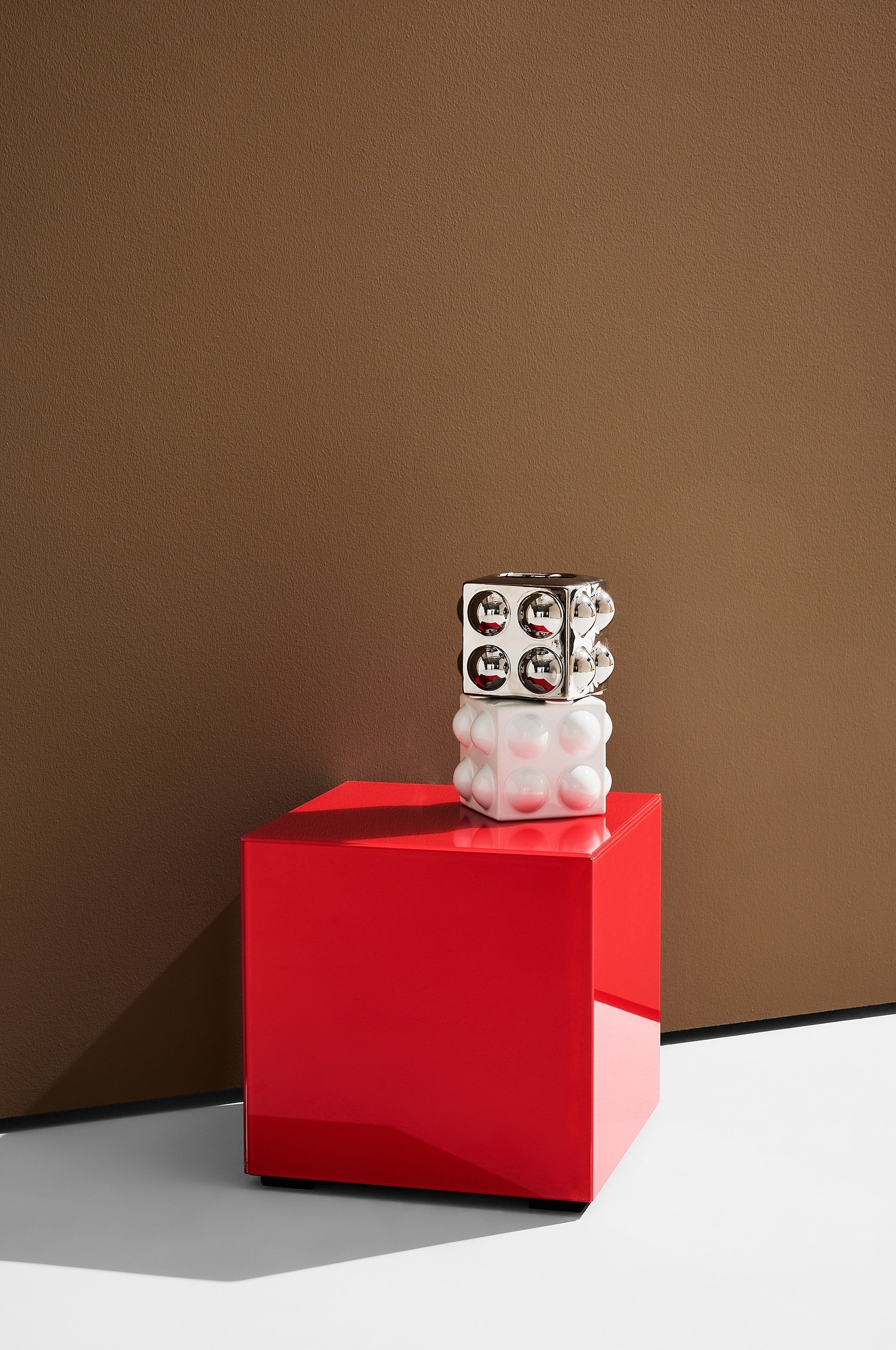 Pop Cube In Coloured Glass - Red/Beige/Lilac/Black/Pea Green/Yellow