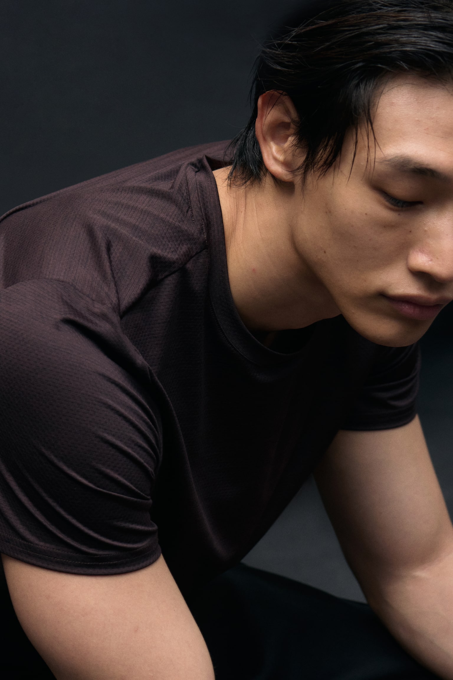 Playera deportiva de malla con DryMove™ - Café oscuro/Gris jaspeado/Borgoña claro/Verde oscuro/Diseño/Negro/Gris jaspeado - 2