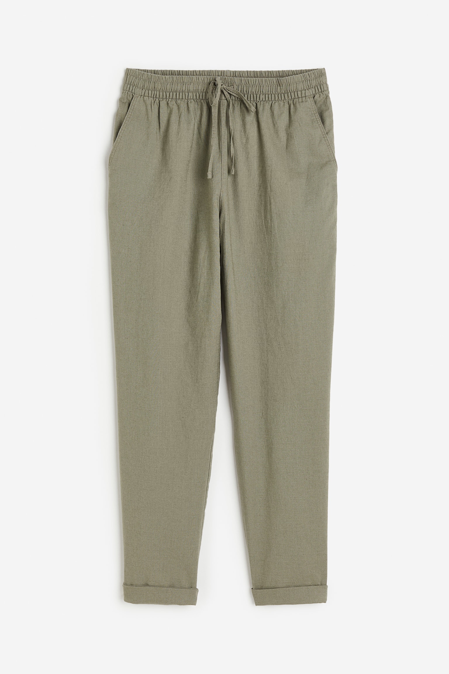 Linen-blend joggers - Khaki green/Beige/Striped/Black/Navy blue/Light beige/Light blue - 2