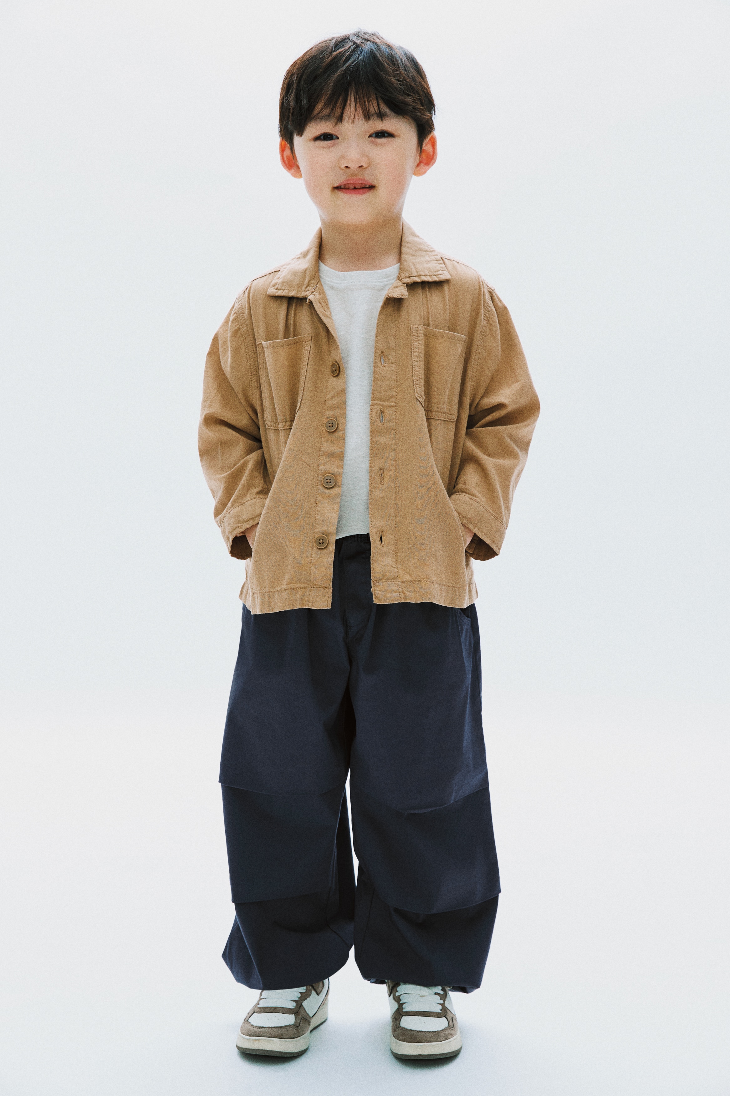 Loose-fit joggers - Dark grey/Light beige/Dark brown/Light beige/Grey
