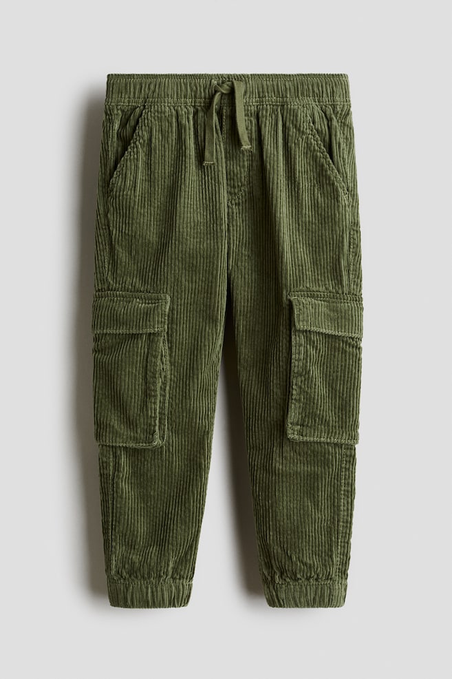 Corduroy cargo joggers - Green - 1