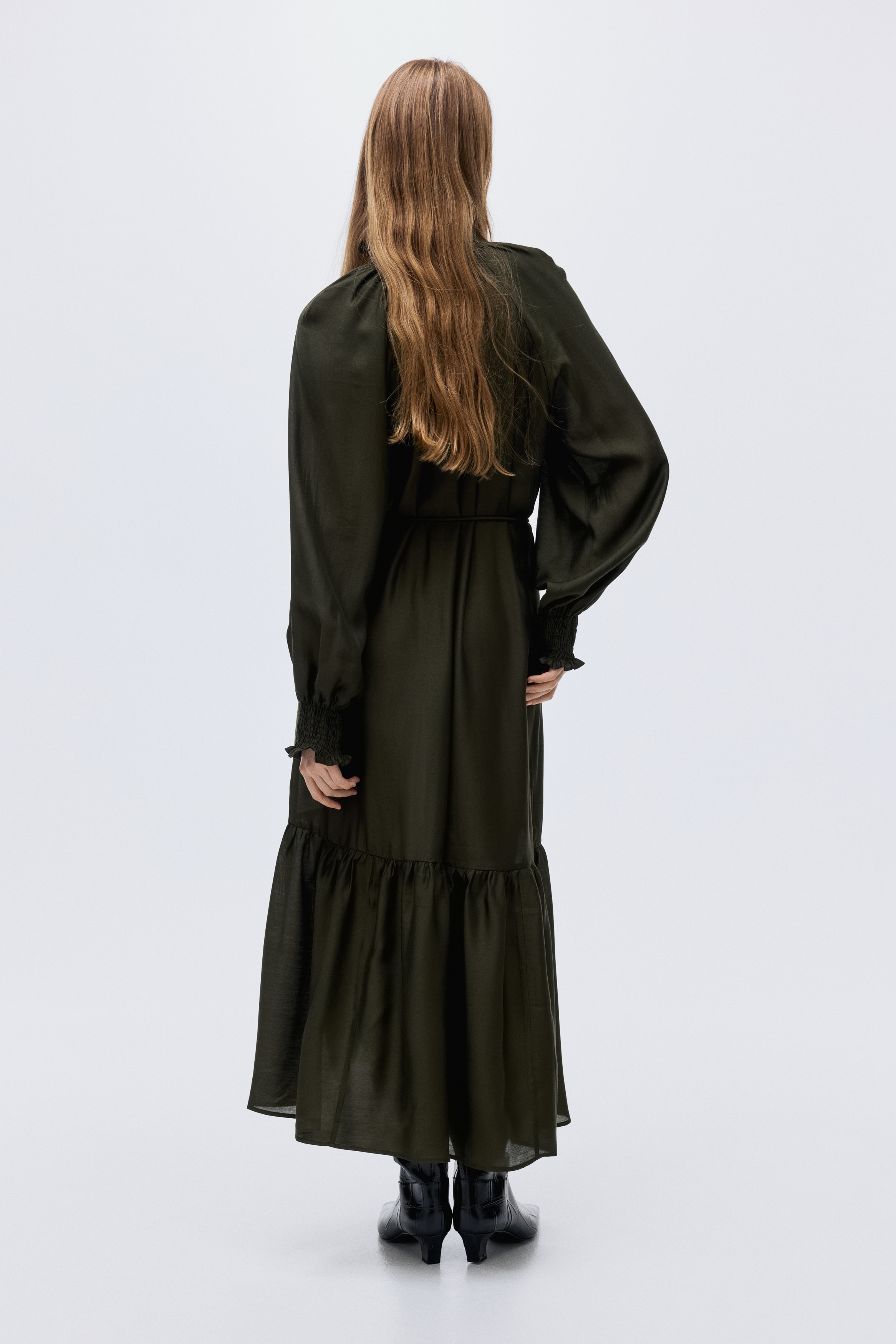 Women's Black/patterned Smocked-Detail Dress | H&M US Women's Black/patterned Smocked-Detail Dress | H&M US
