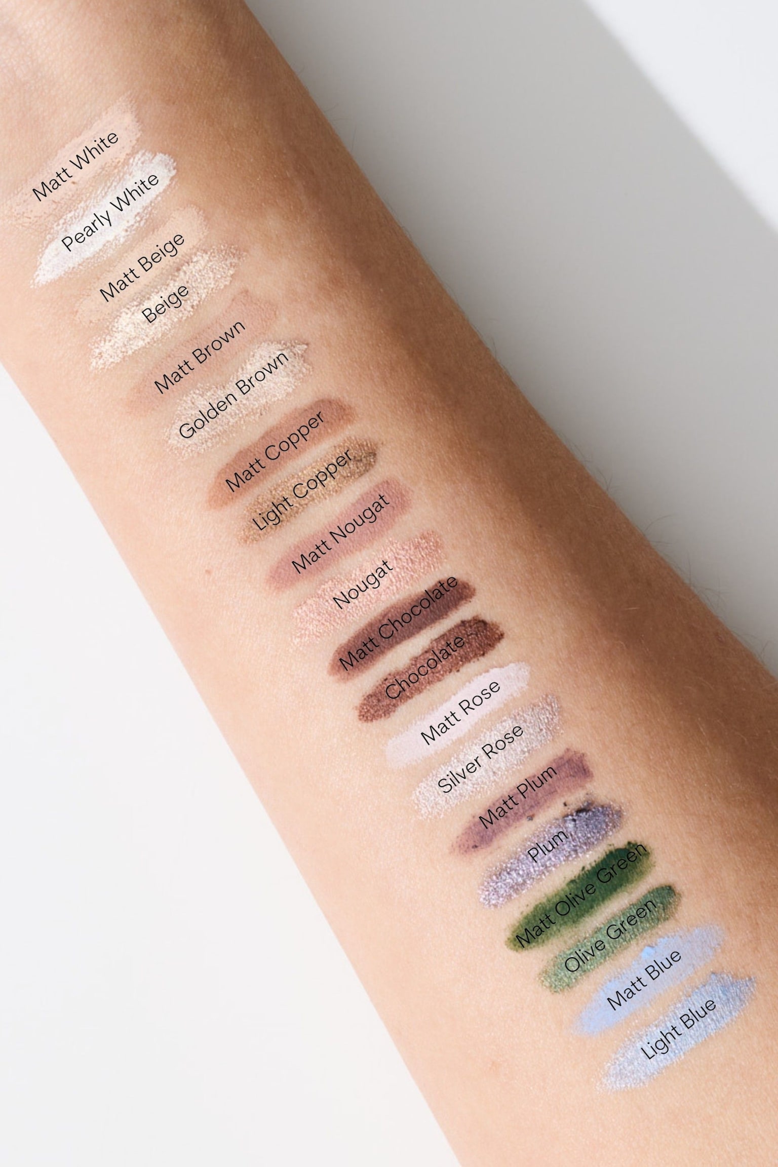 Forever Mineral Eye Shadow Waterproof - Matt Plum/Matt Copper/Matt Olive Green/Matt Brown/Matt Chocolate/Matt Rose/Matt White/Matt Nougat/Matt Beige/Matt Blue - 3