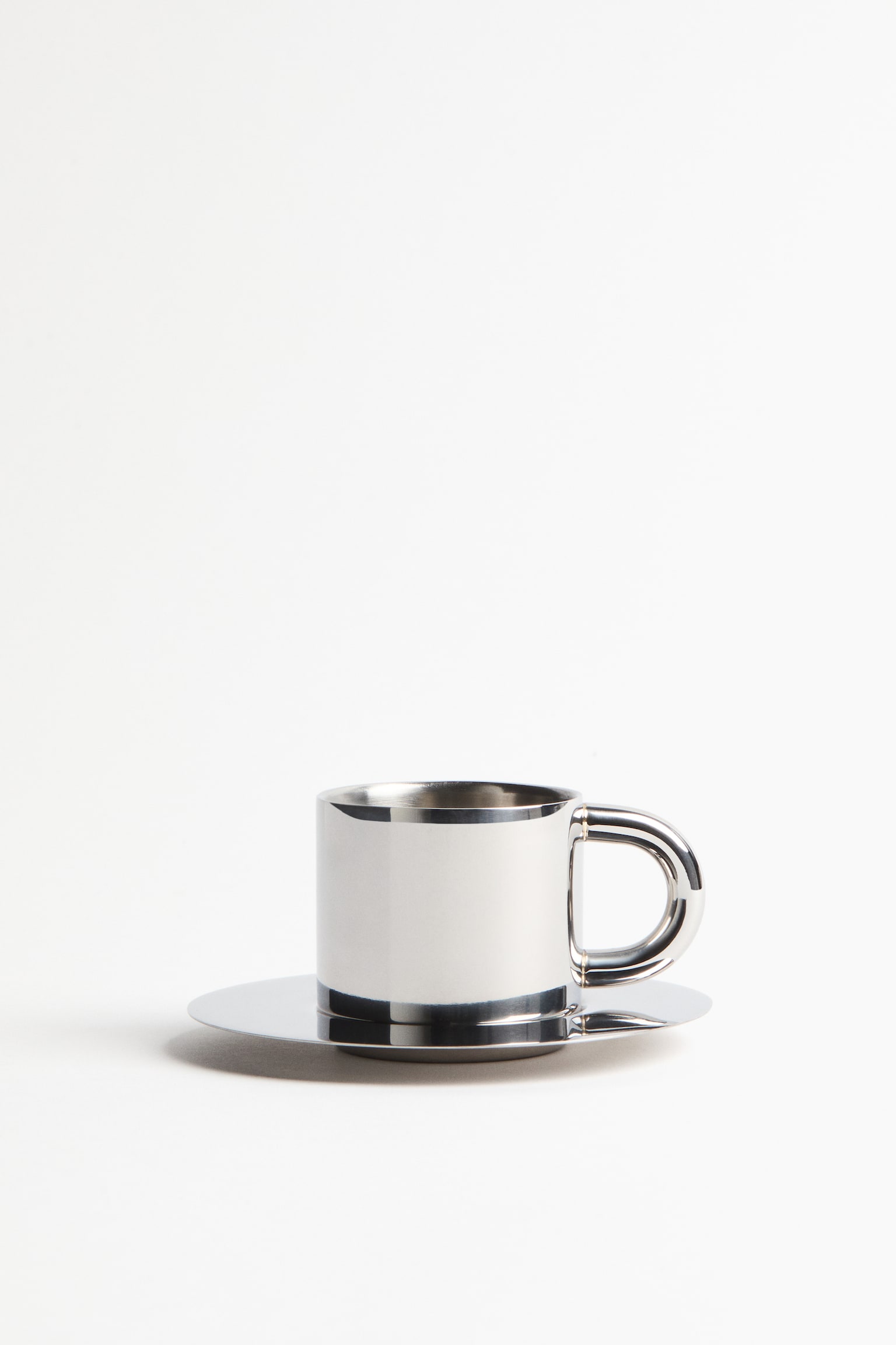 Stainless steel espresso cup and saucer - Silver-coloured - 2