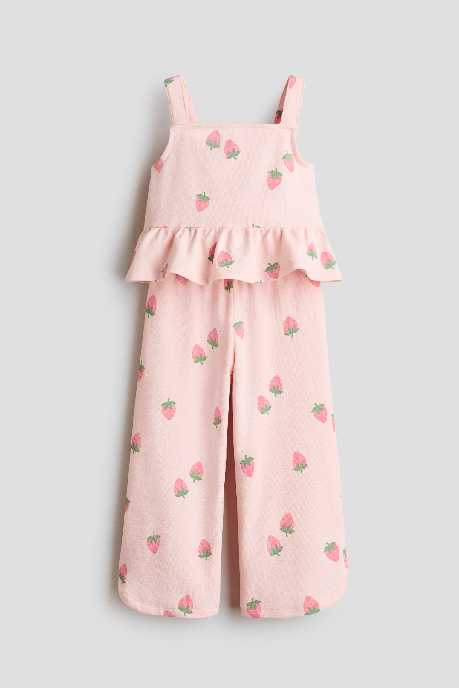 Conjunto de 2 piezas en punto - Rosa claro/Fresas/Blanco/Rayas azul marino