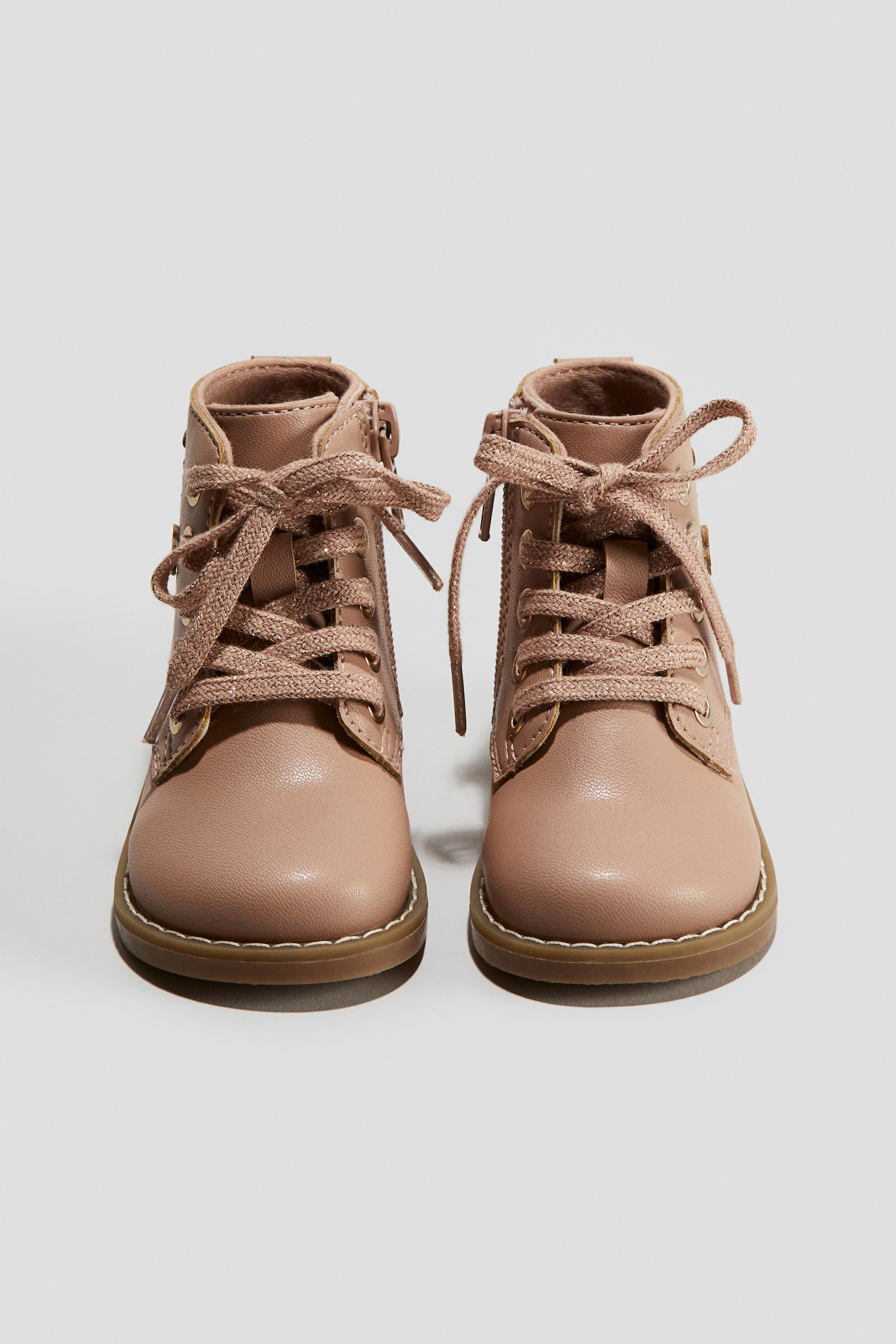Детские ботинки H&M Lace-Up, цвет: Светлый пыльный розовый — фото 3
