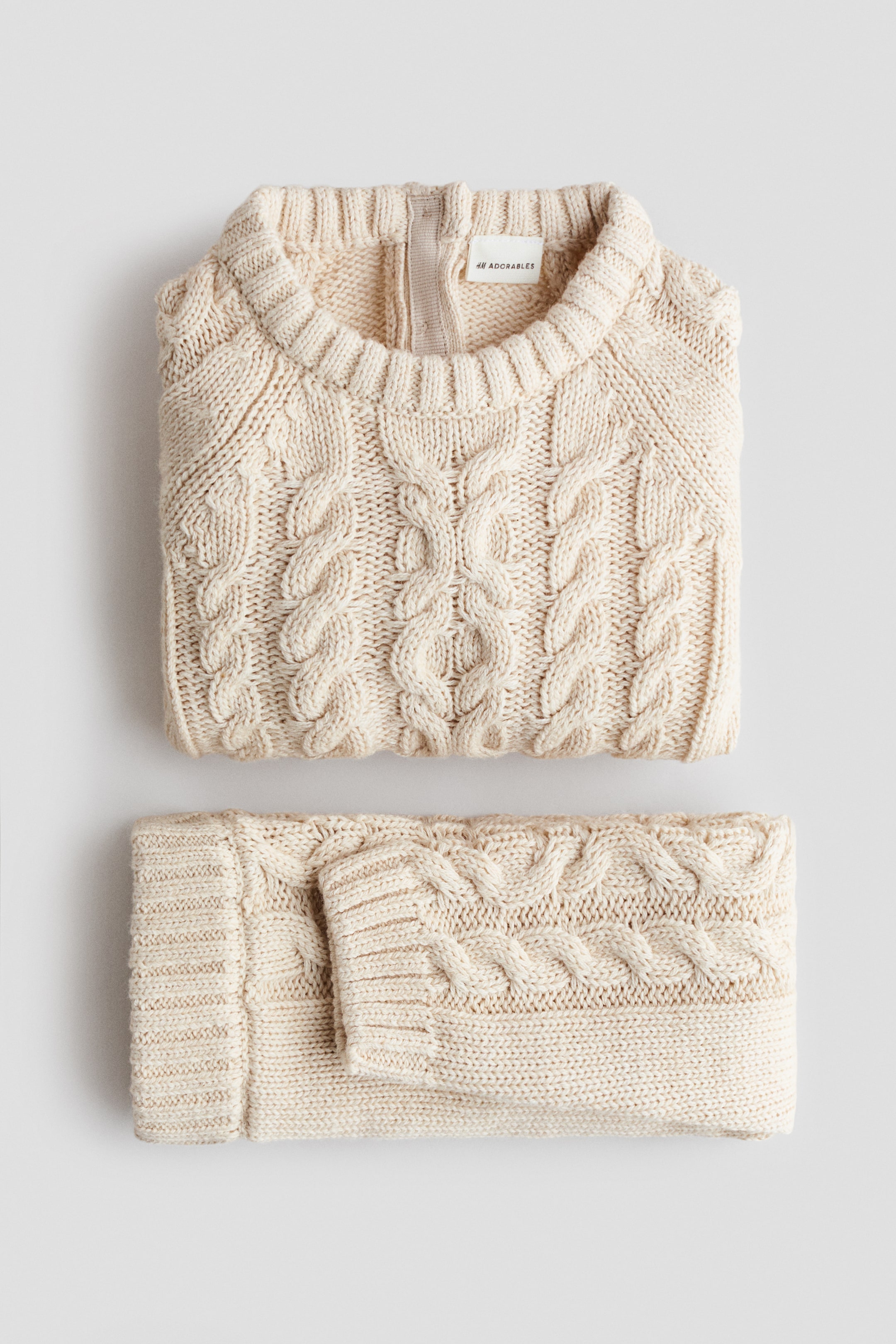 View larger image: 2-piece cotton-knit set - Light beige - Kids | H&M IN 2