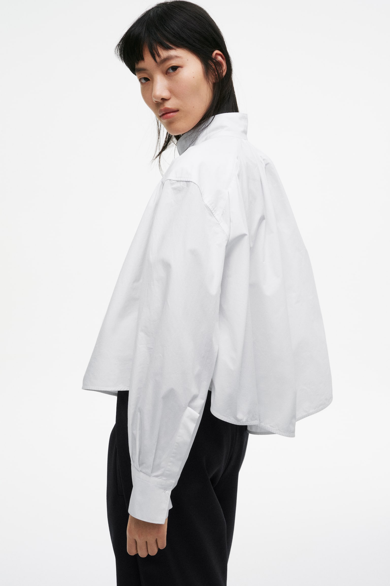 Blusa de popelina con diseño fruncido - Blanco - 3