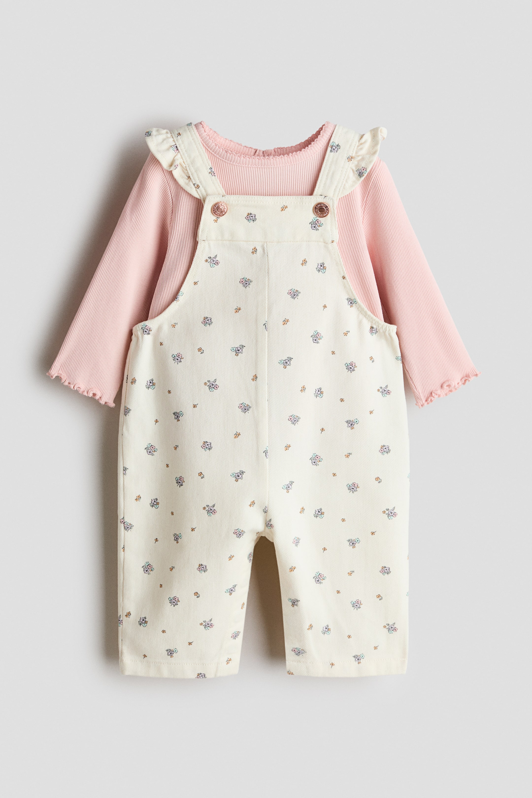 Büyük resmi görüntüle: 2-piece cotton set - Açık bej/Çiçekli - ÇOCUK | H&M TR 1