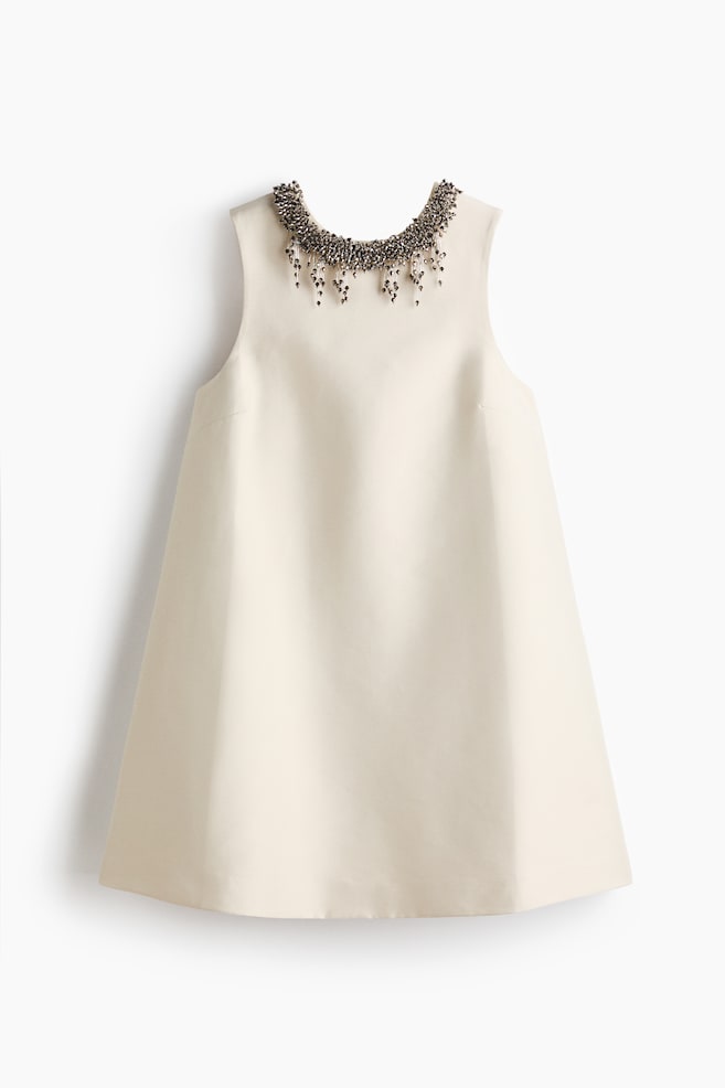 Vestido evasé con detalles decorativos - Crema - 1