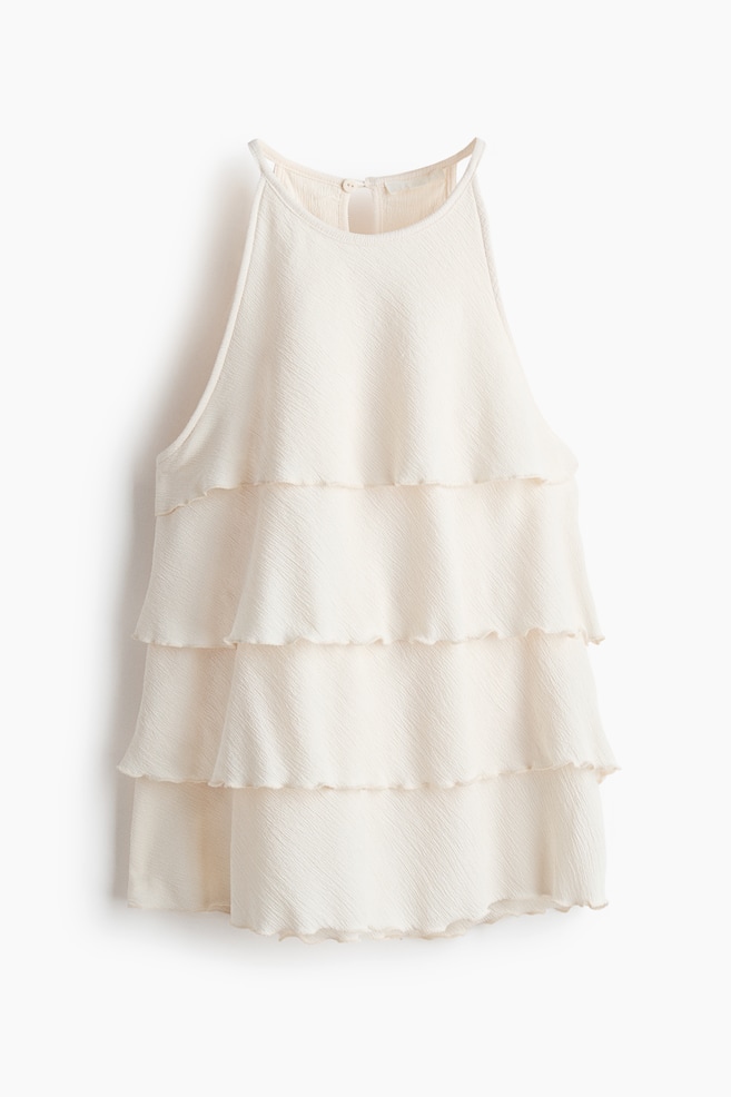 Tricot volanttop - Ivoorwit - 1