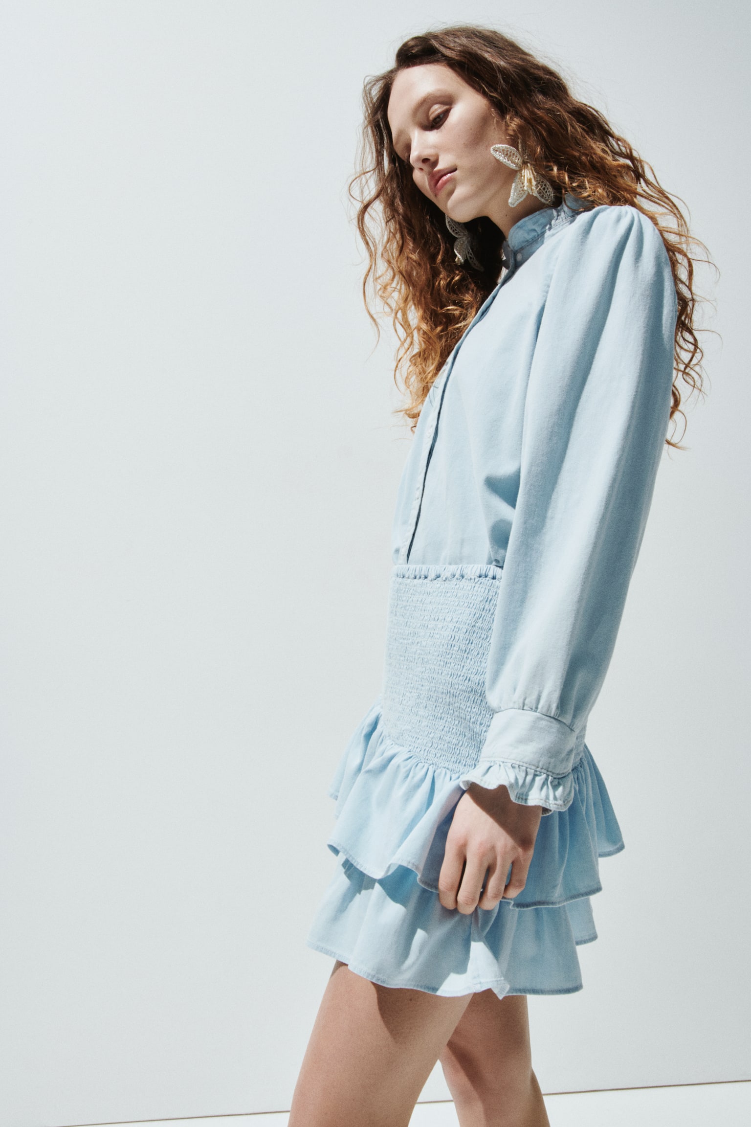Fustă din denim cu fronseuri - 4
