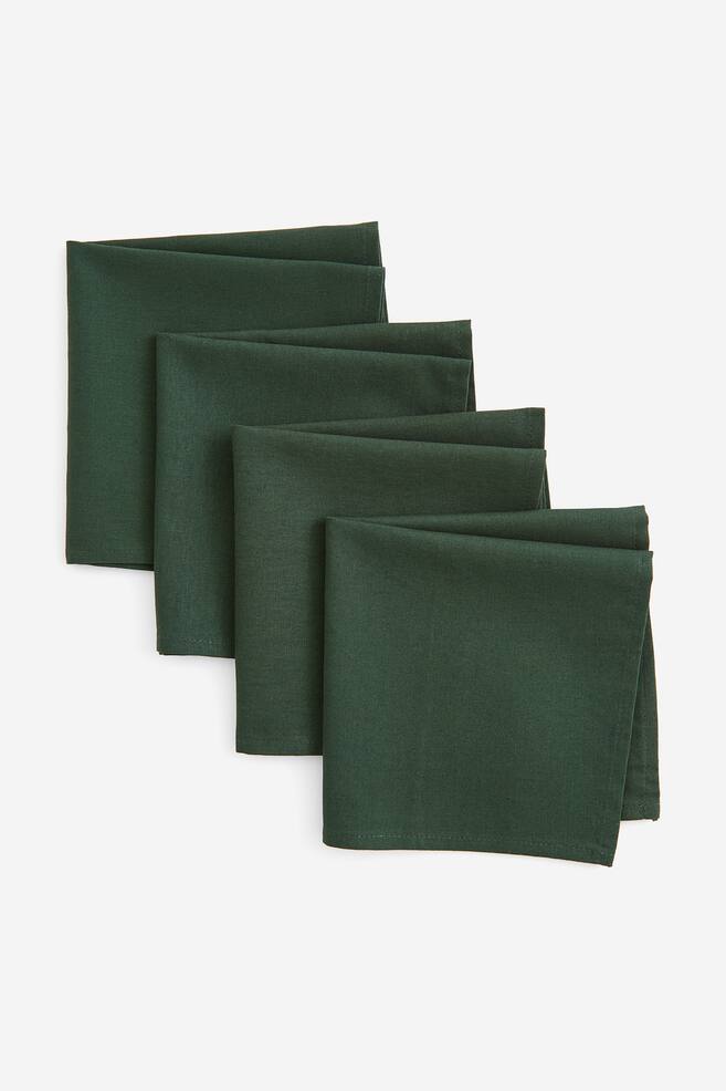 4-pack cotton napkins - Dark green/White/Anthracite grey/Dark orange /dc - 3
