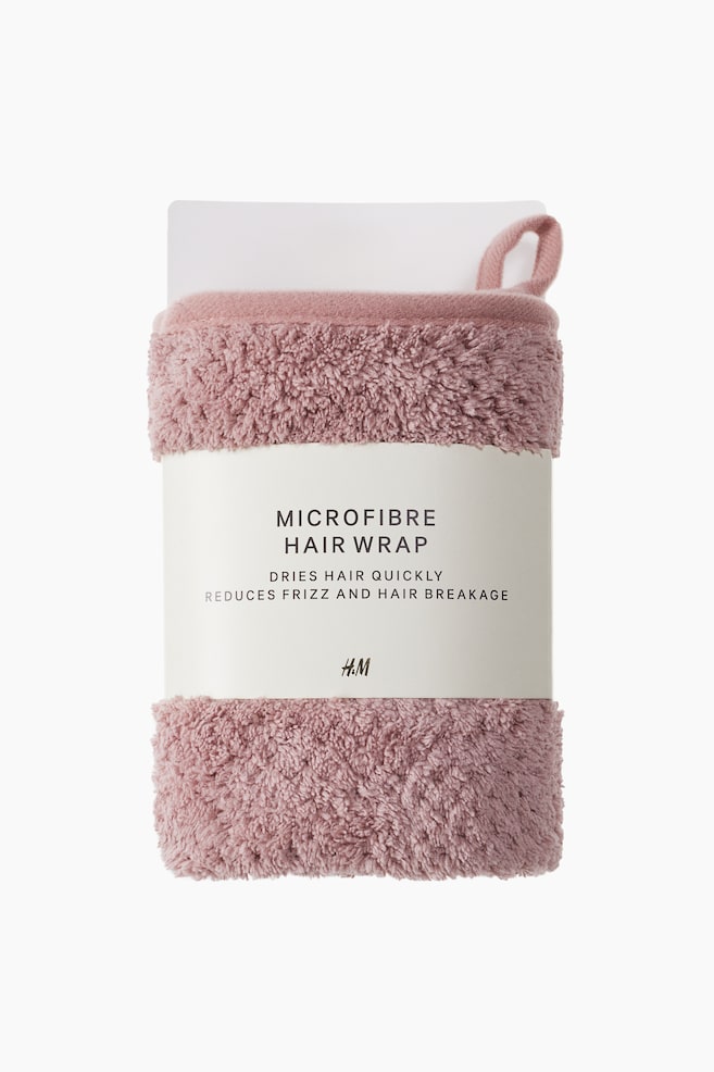 Hårhåndkle i mikrofiber - Lys rosa/Hvit - 1