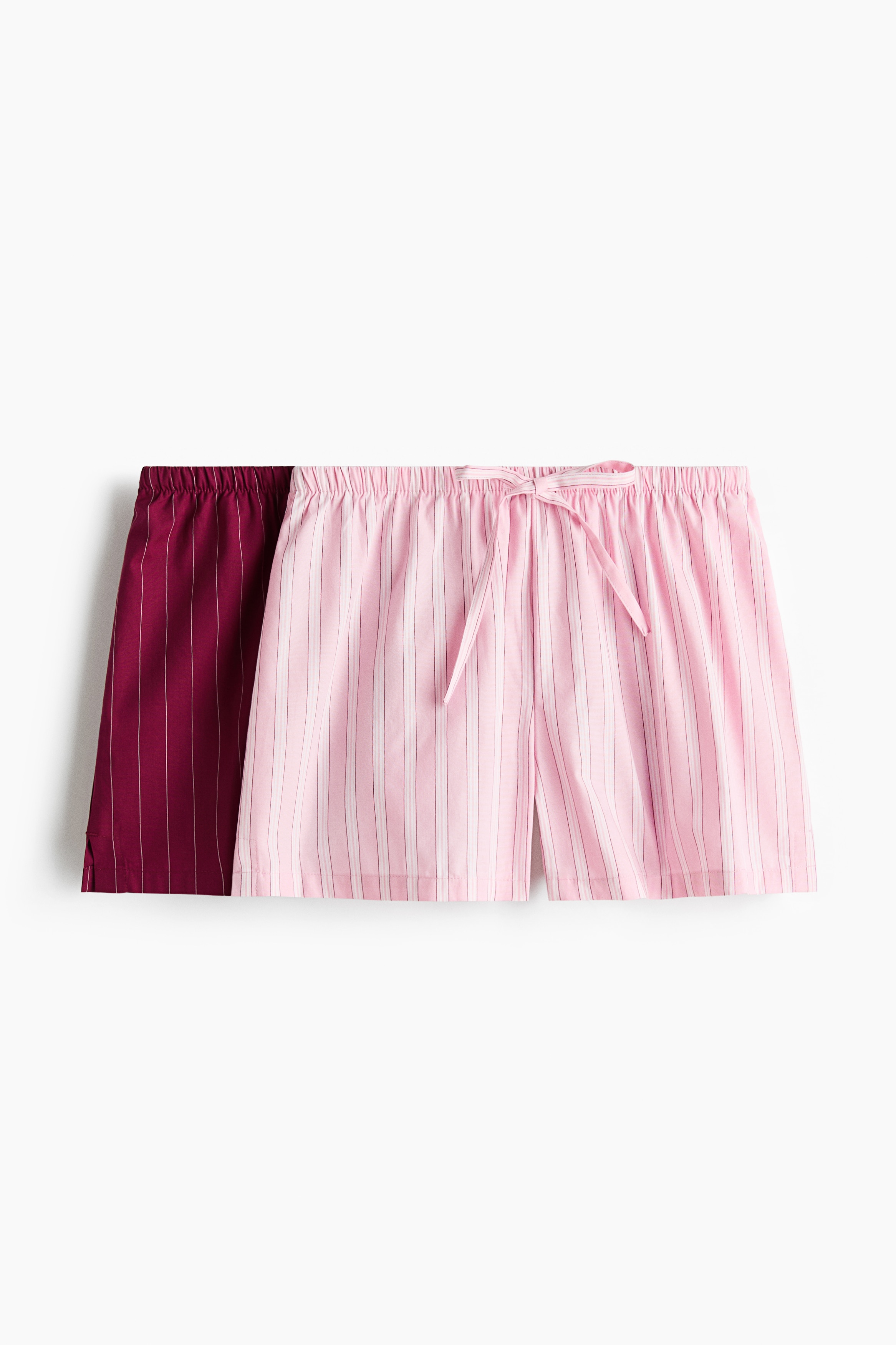2-pack Shorts de pijama - Rosa claro/Rayas rojo oscuro/Azul claro/Franjas/Rosa claro/Flores/Azul claro/Blanco/Rosa/Rayado/Azul/Cuadros/Rosa durazno/Franjas/Azul claro/Franjas