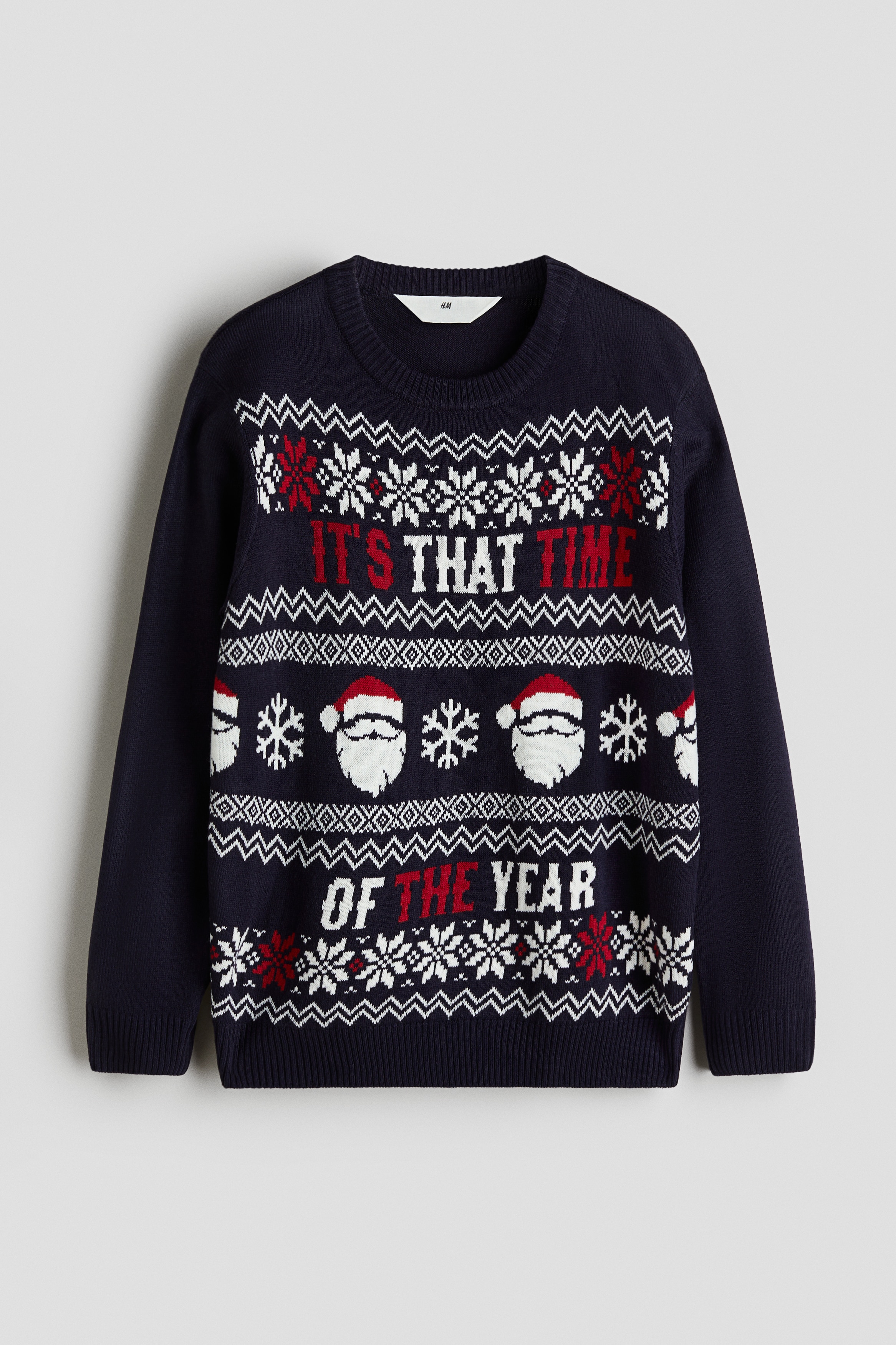 Jacquard-knit jumper - Navy blue/Santas/Red/Santas