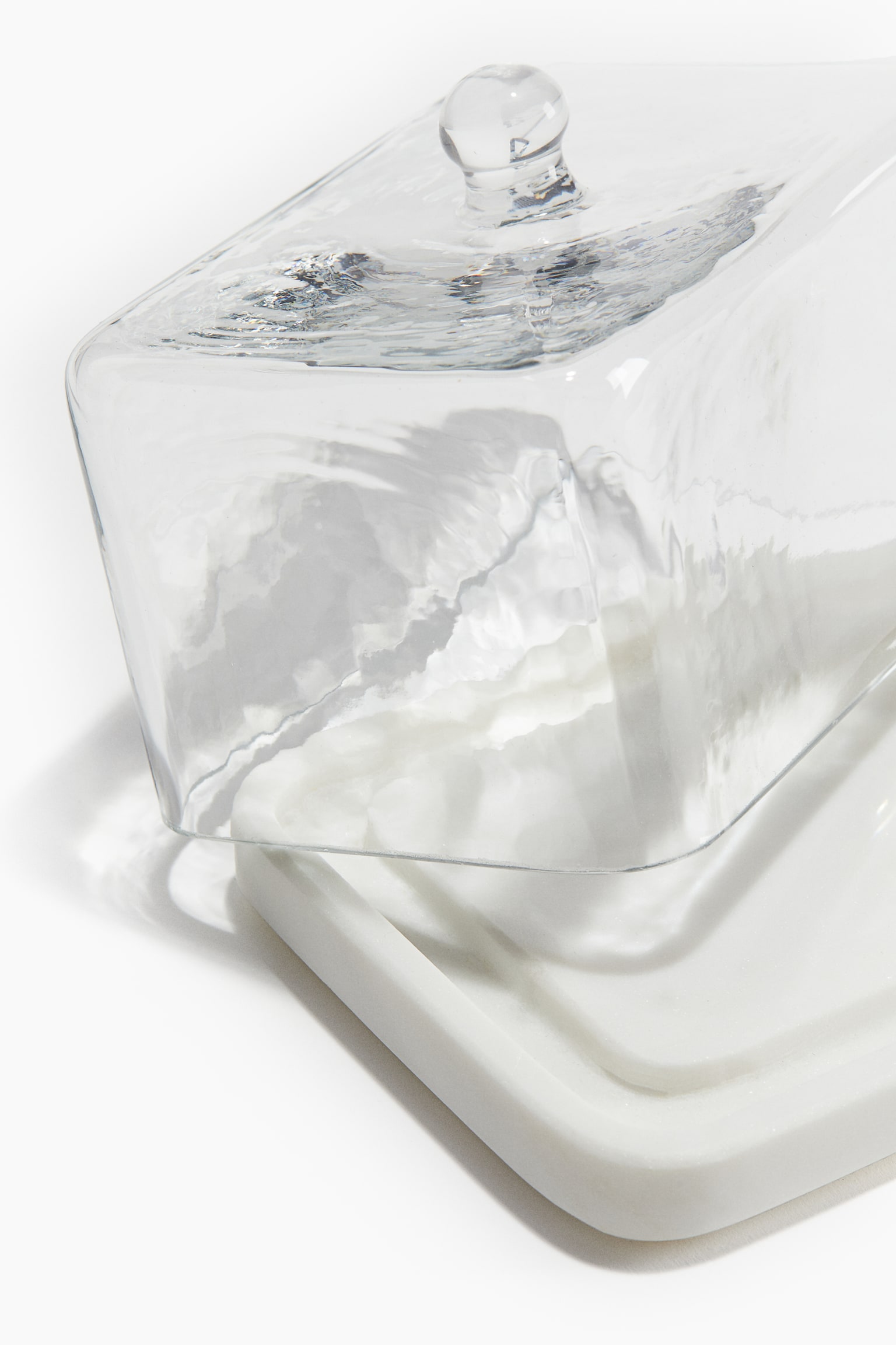 Glass-cover butter dish - White/Clear glass - 3