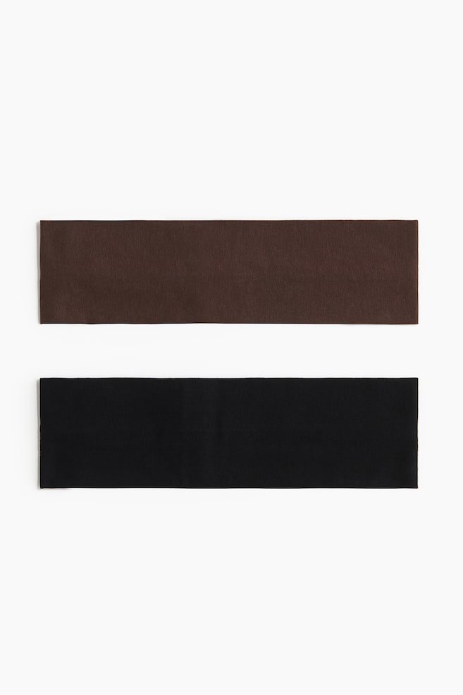 2-pack Jersey Hairbands - Dark brown/black/Black/white - 1