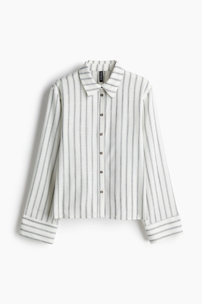 Luftige Bluse - Weiß/Gestreift - 1