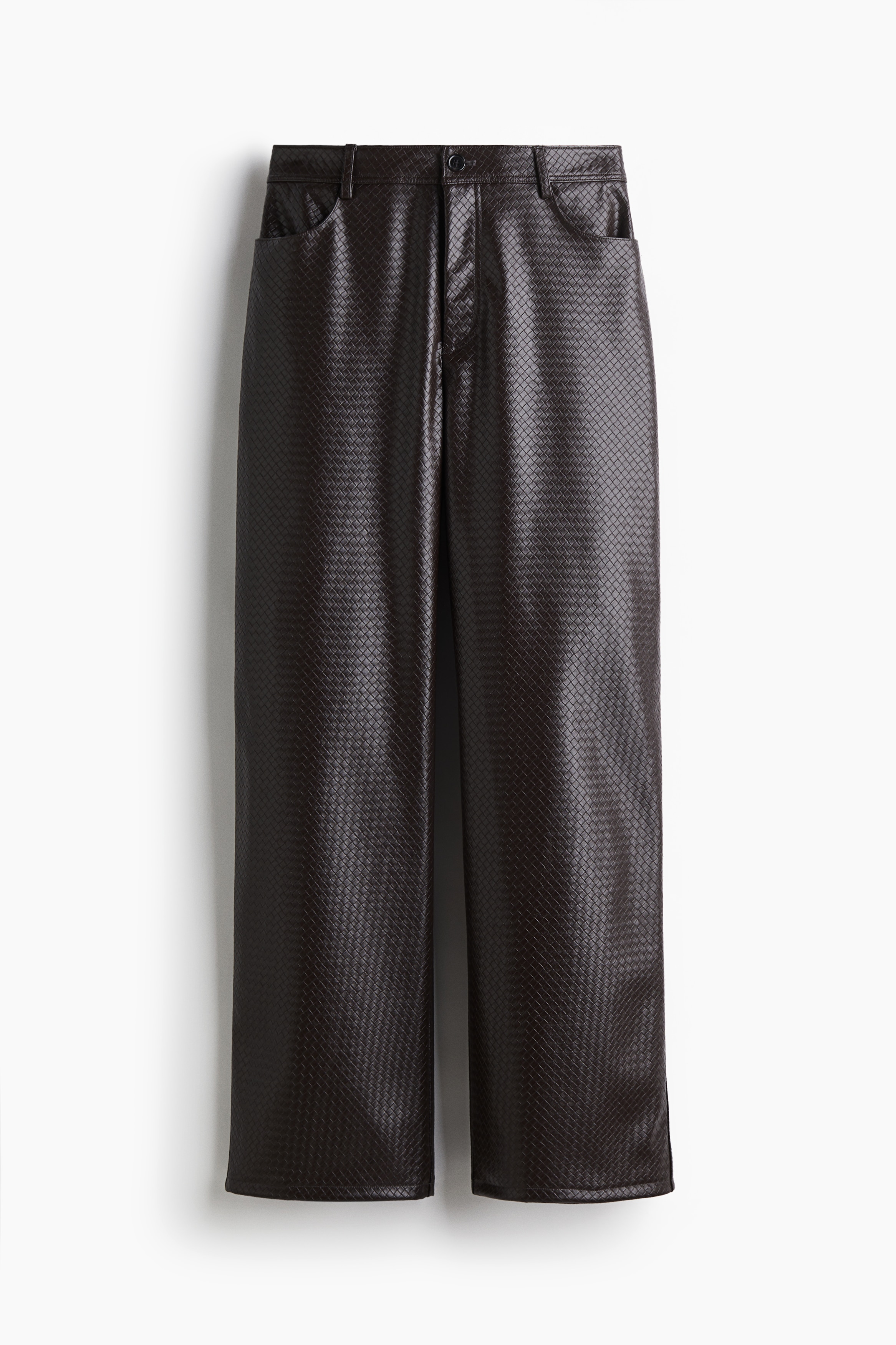 Παντελόνι από ύφασμα με ειδική επεξεργασία - Σκούρο καφέ