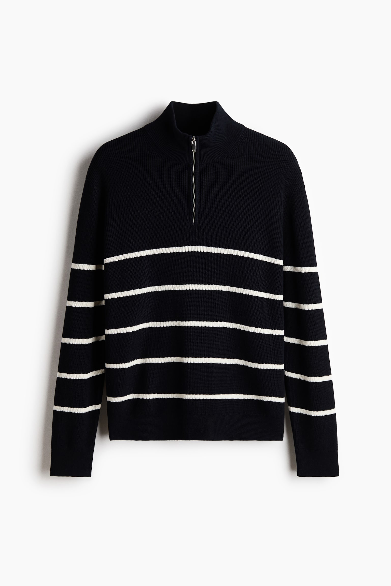 Regular Fit Half-Zip Sweater - Navy blue/striped/Navy blue/Dark gray/White/Brown - 1