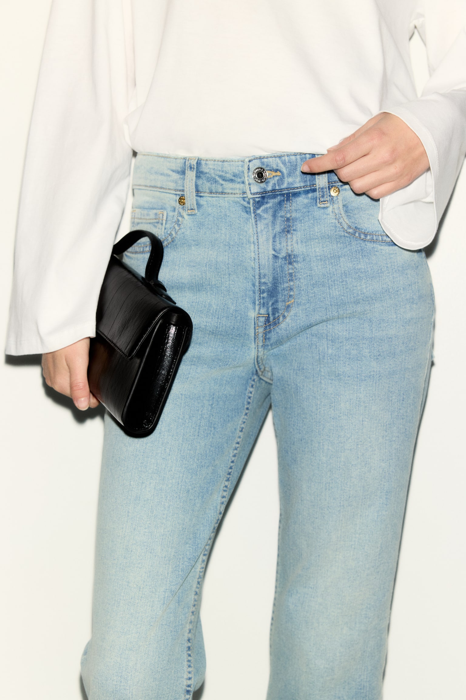 Flared Regular Waist Ankle Jeans - Licht denimblauw/Licht denimblauw - 8