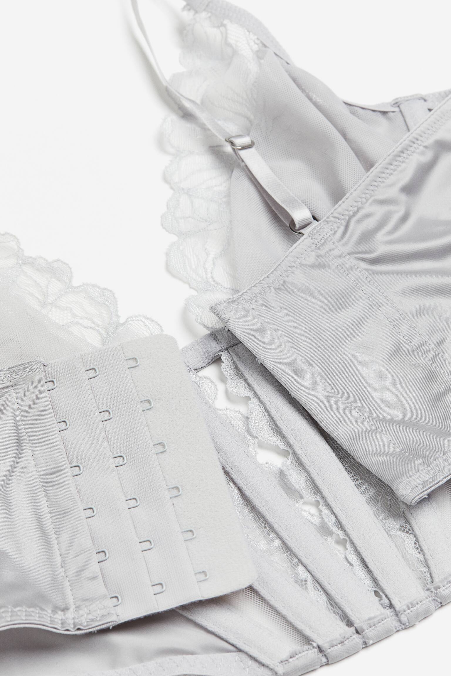 Áo bustier bằng ren không đệm - Màu xám nhạt - 2