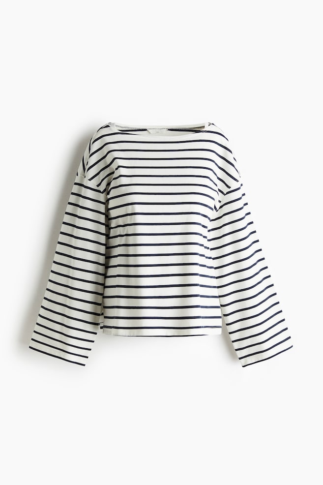 MAMA Top de punto Before & After - Blanco/Rayas azul marino - 1