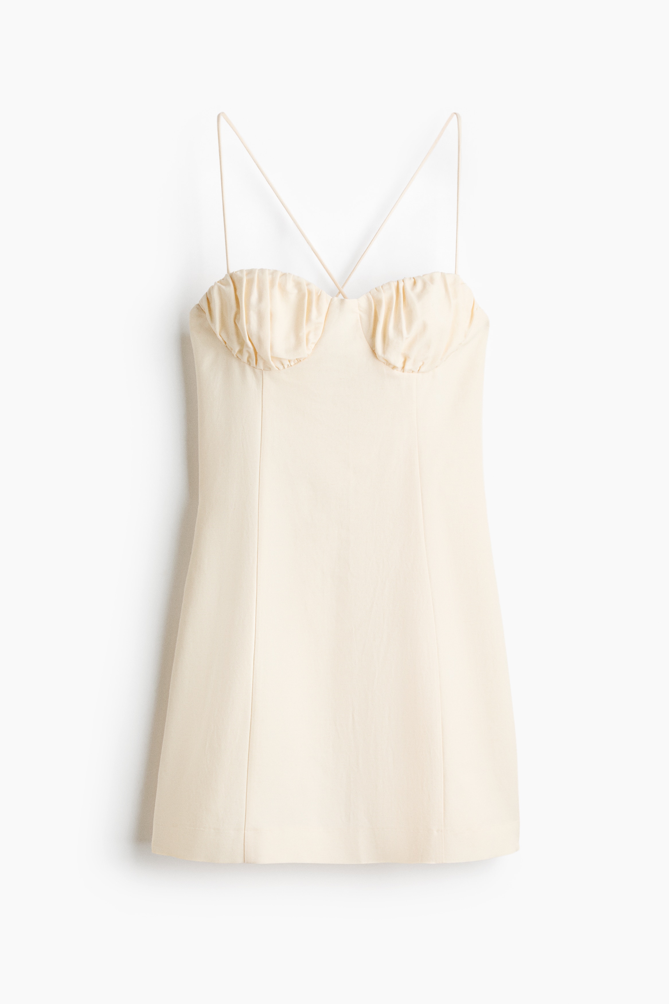 Robe à bretelles fines en lin mélangé - Crème/Rose clair