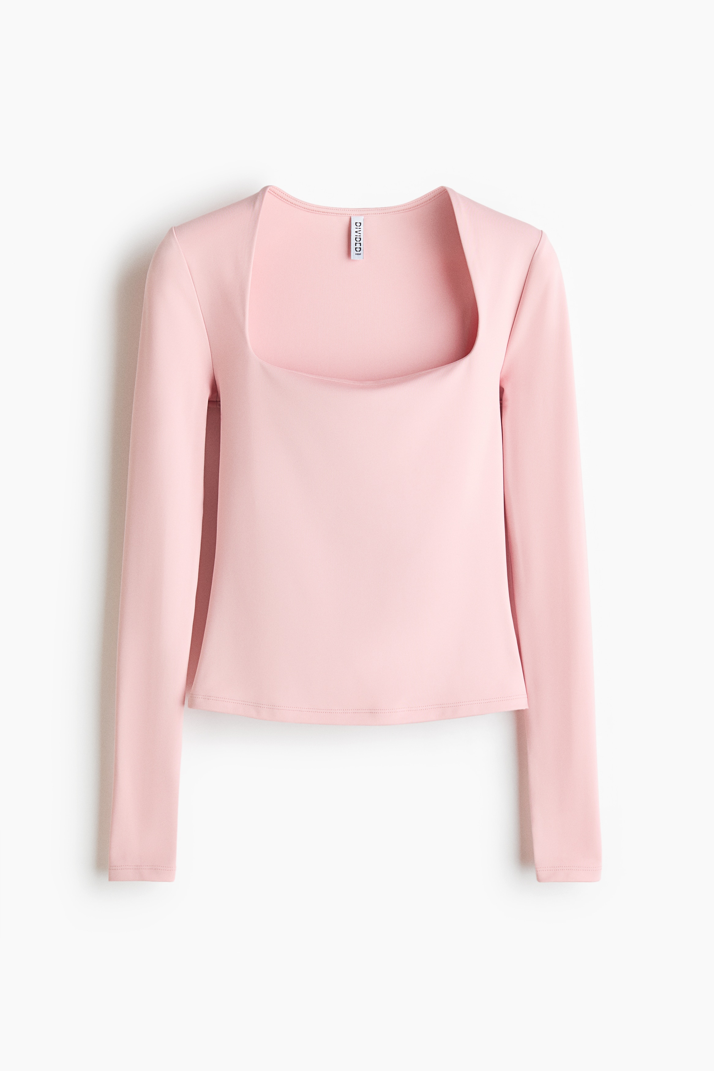 Top de manga larga con cuello cuadrado - Rosa claro/Negro/Gris pardo