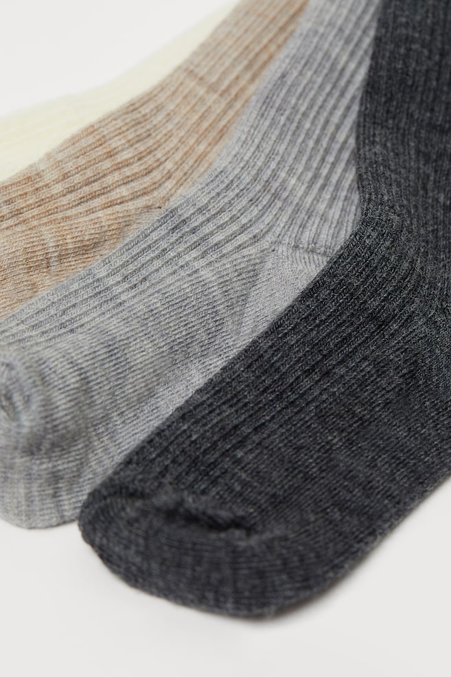4-pack wool-blend socks - Grey marl/Light beige/Purple/Brown/Dark red/Black - 3