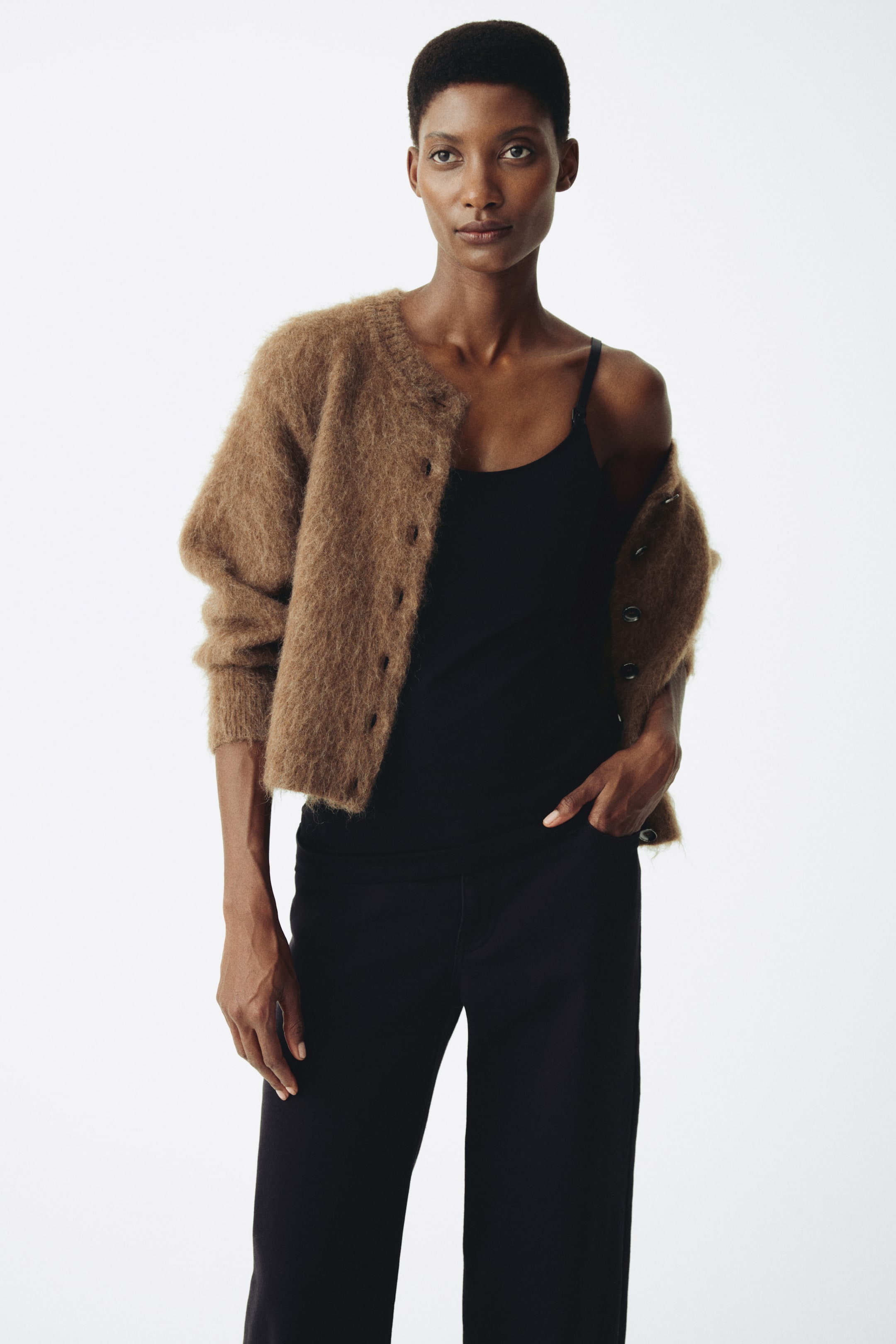 View larger image: MAMA 3-Pack Nursing Camisole Tops - Black/white/gray melange - Ladies | H&M US 2