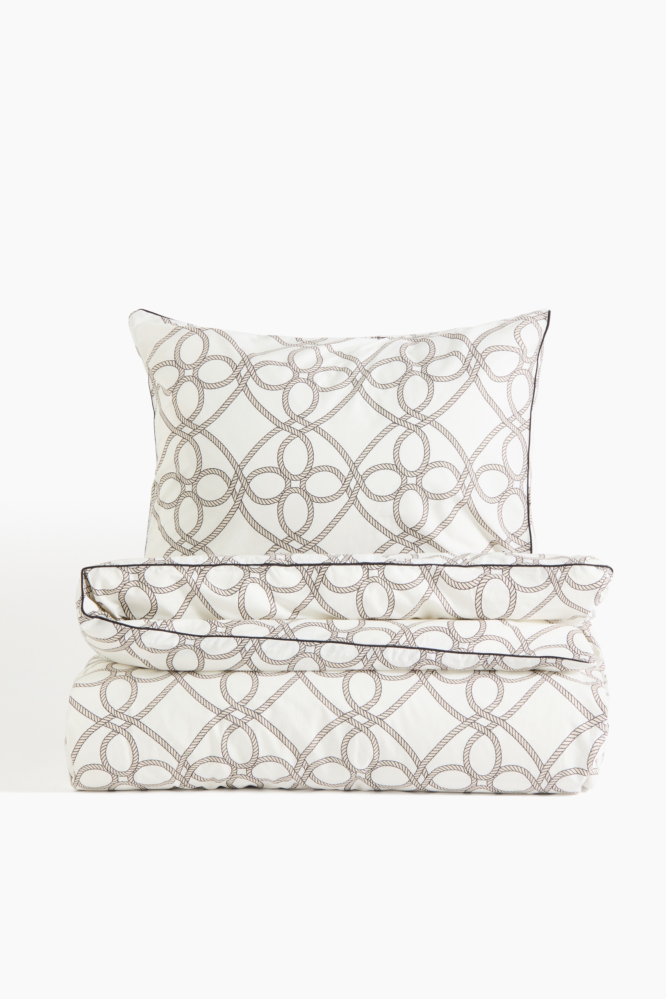 Patterned Twin Duvet Cover Set - White/beige/Blue/patterned