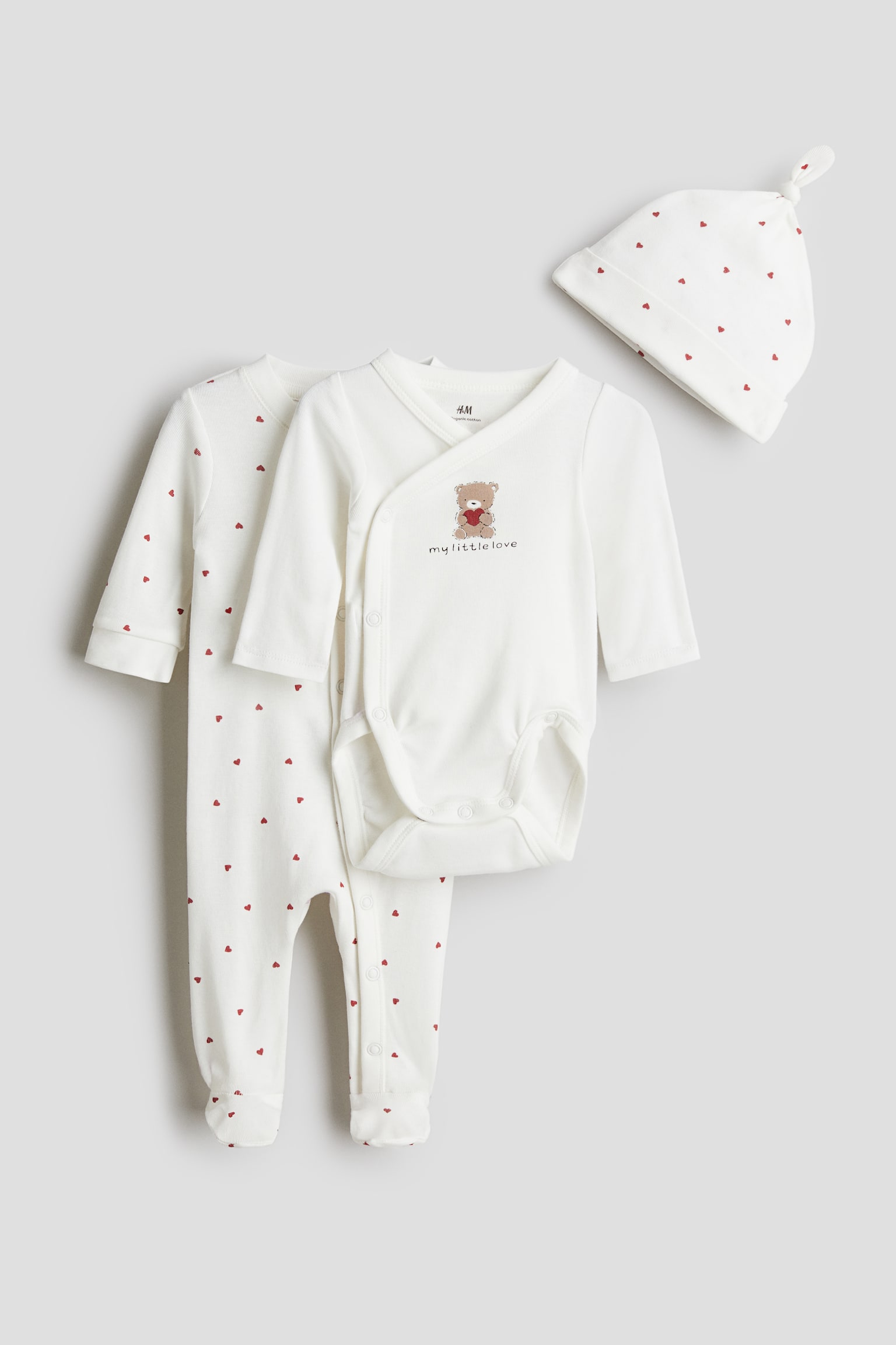 3-piece cotton jersey gift set - ホワイト／My Little Love - 1