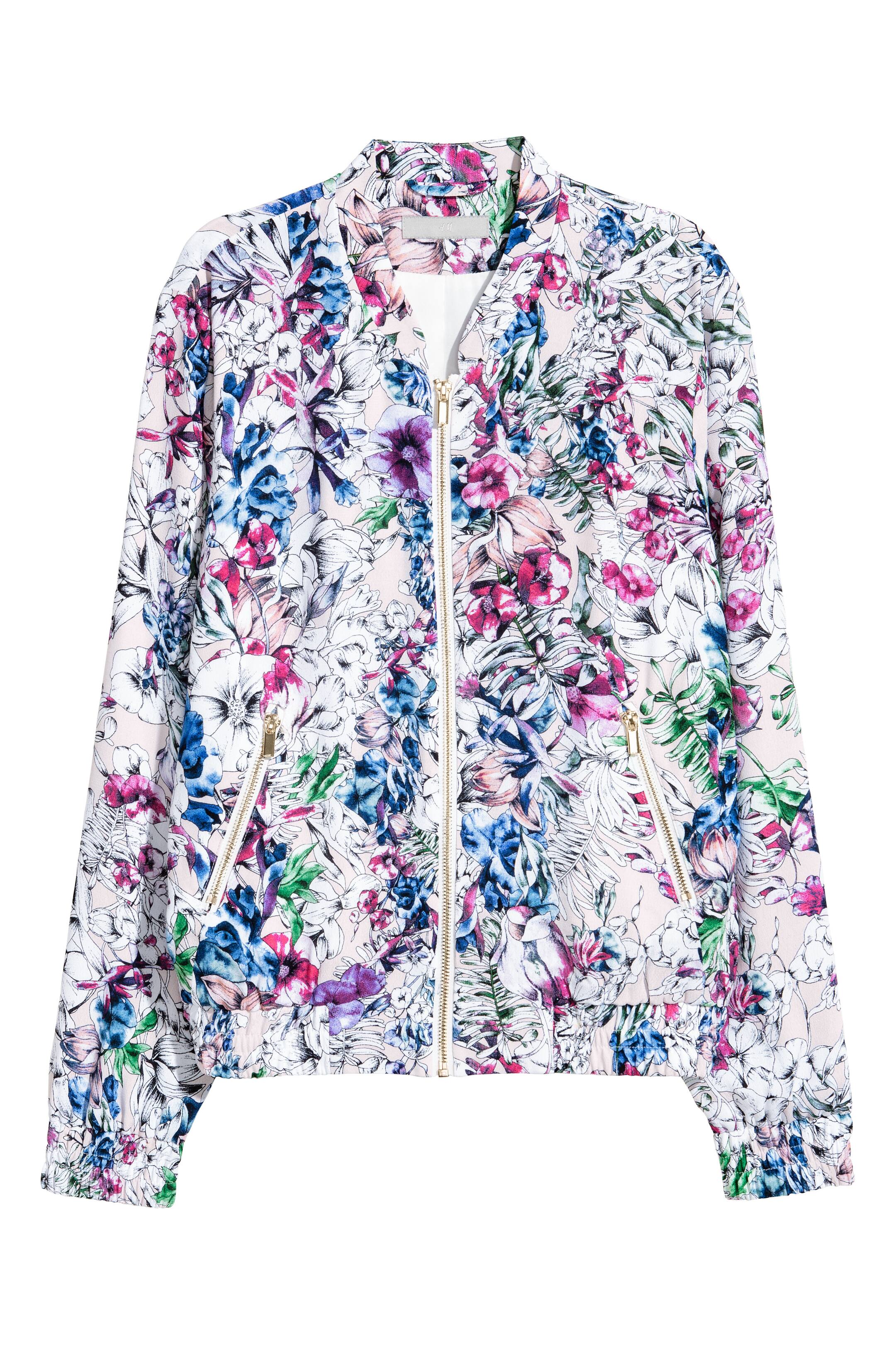 Agrandir l'image: Bomber en satin - Rose poudré/fleuri - FEMME | H&M FR 1