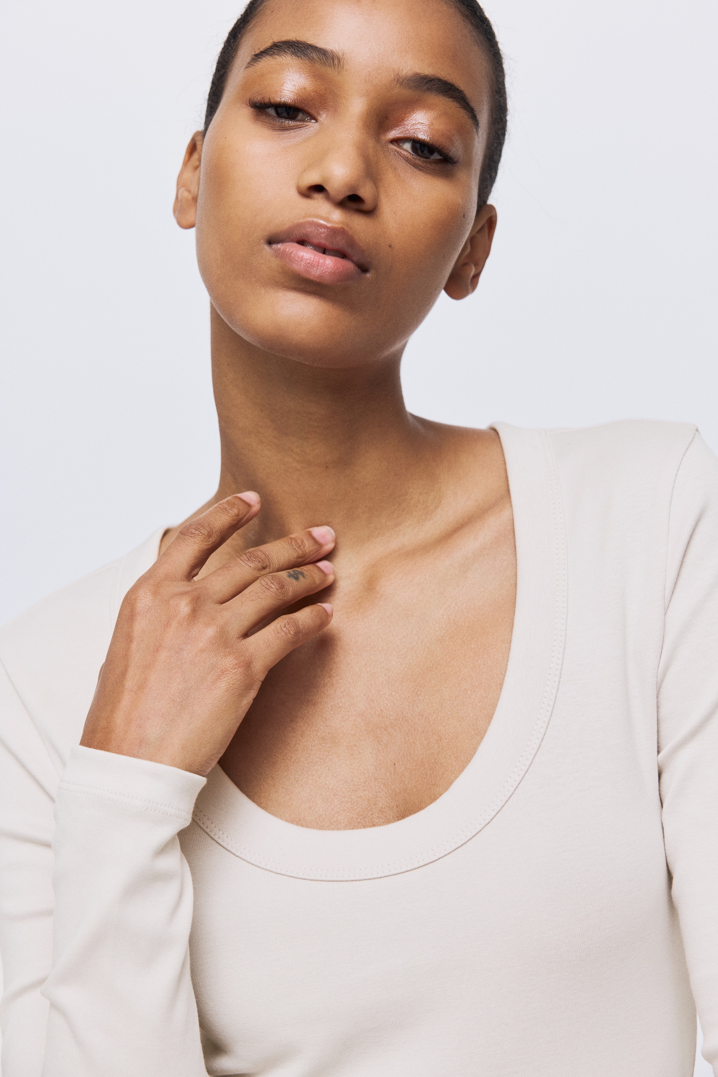 H & M - コットントップス - ブラウン