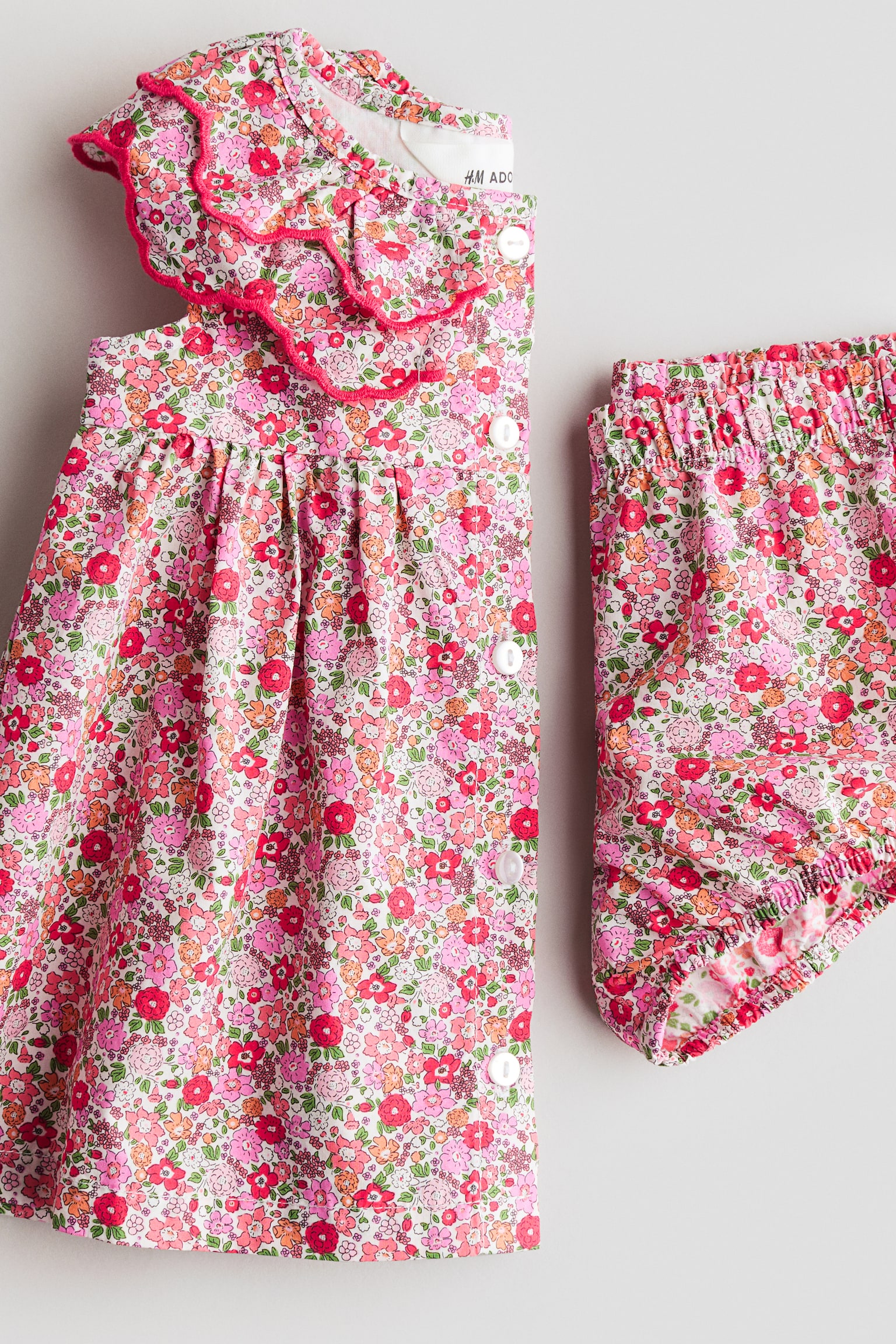2-delt sæt i bomuld med tryk - Rosa/Blomstret - 4