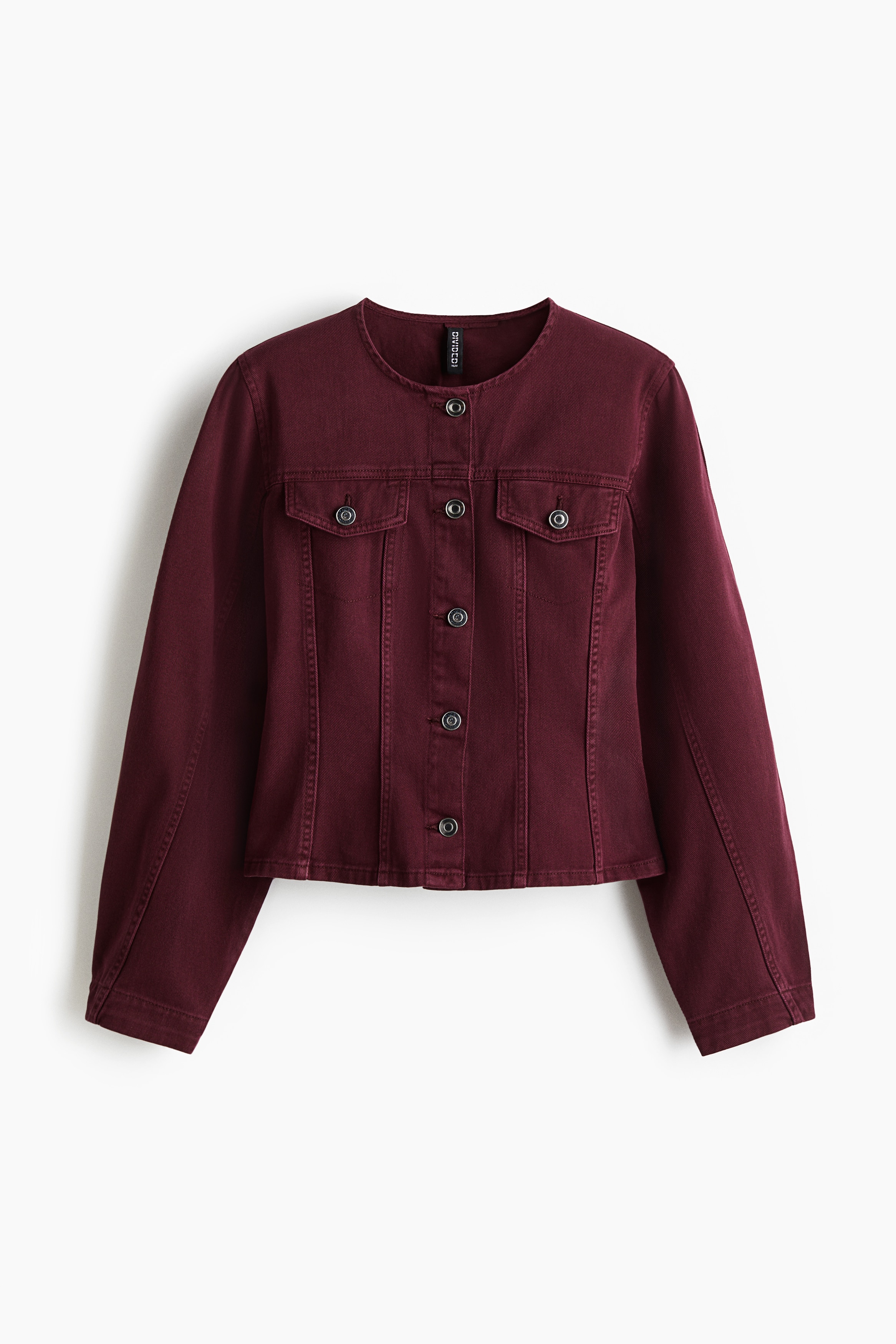 Defined-Waist Twill Shirt - Burgundy/Dark denim blue