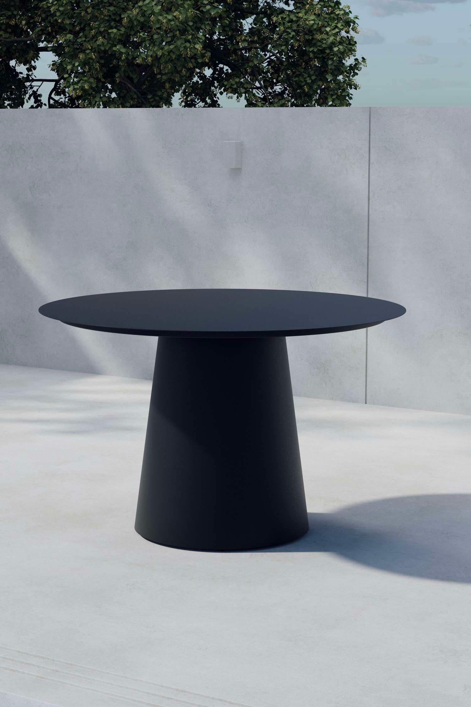 Lanzo Ronde Eettafel - Aluminium, Zwart/Aluminium, Beige
