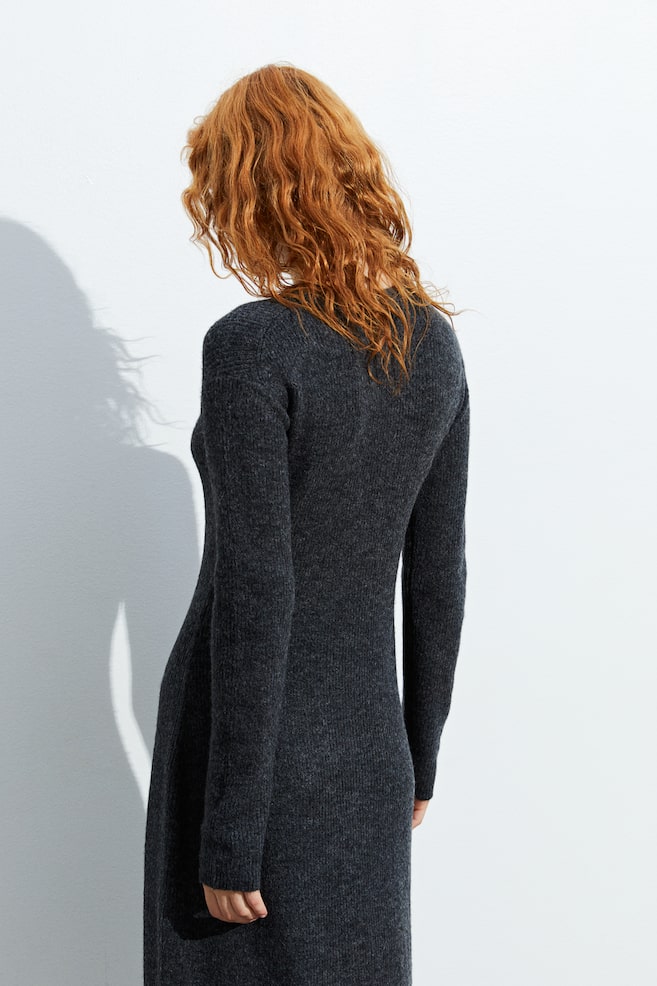 Rib-knit dress - Dark grey - 6