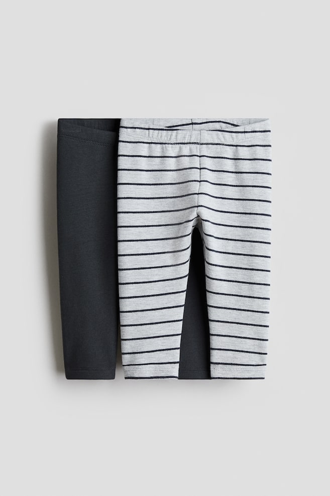 2-pack cotton leggings with brushed inside - Dark grey/Grey/Dusty pink/Hearts - 1