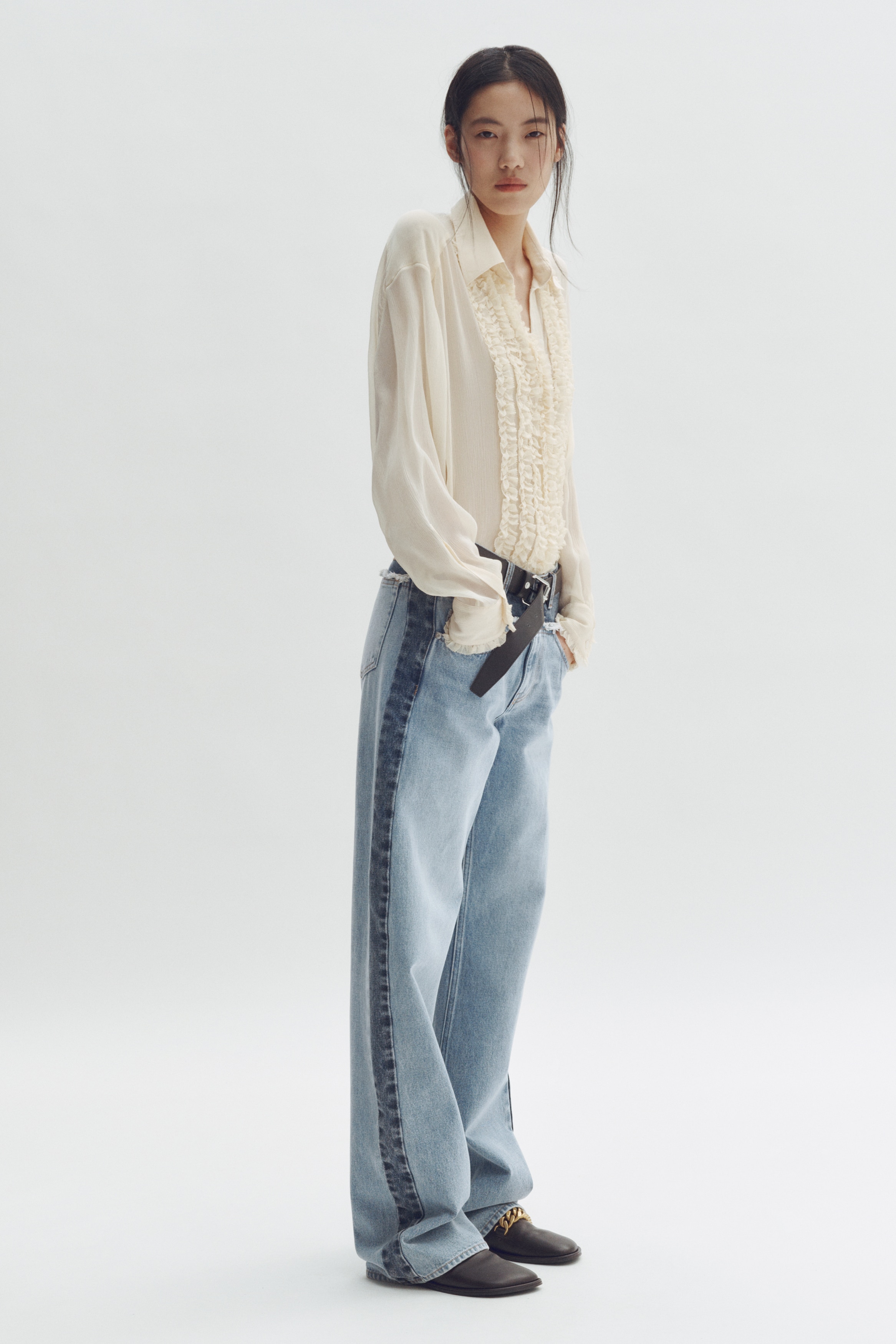 Women's Light denim blue Two-Tone Straight-Leg Jeans | H&M US