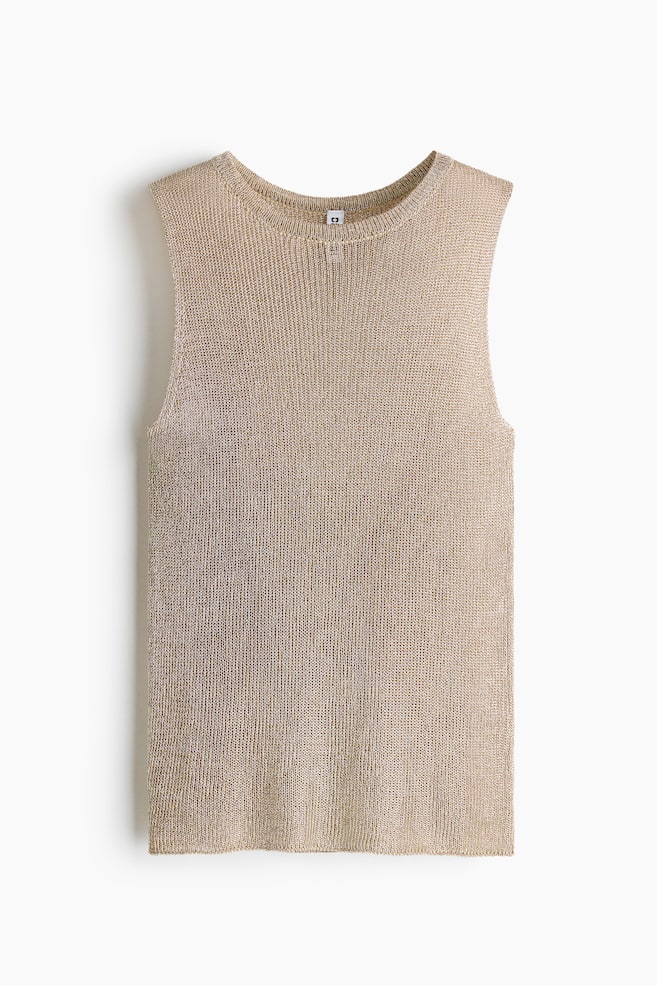 Metallic knitted top - Light beige/Dark brown/Light dusty blue/Light dusty pink - 1