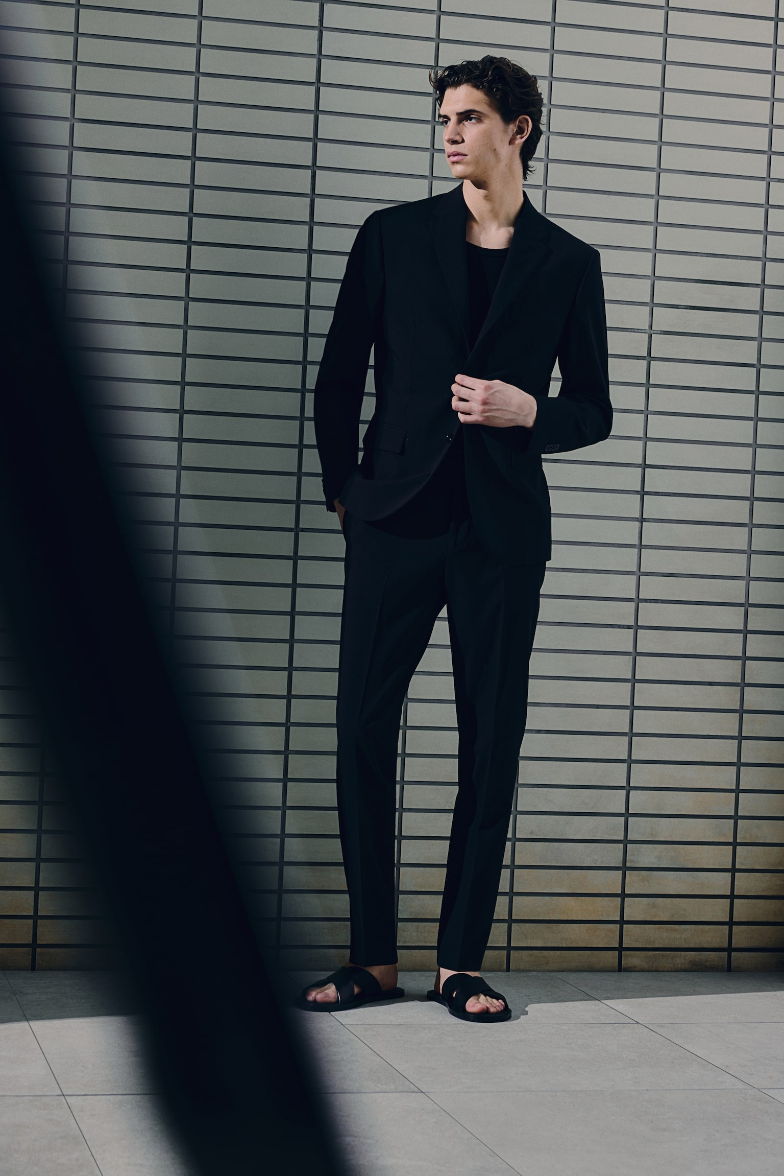 Slim Fit Wool-blend jacket - Black - 4