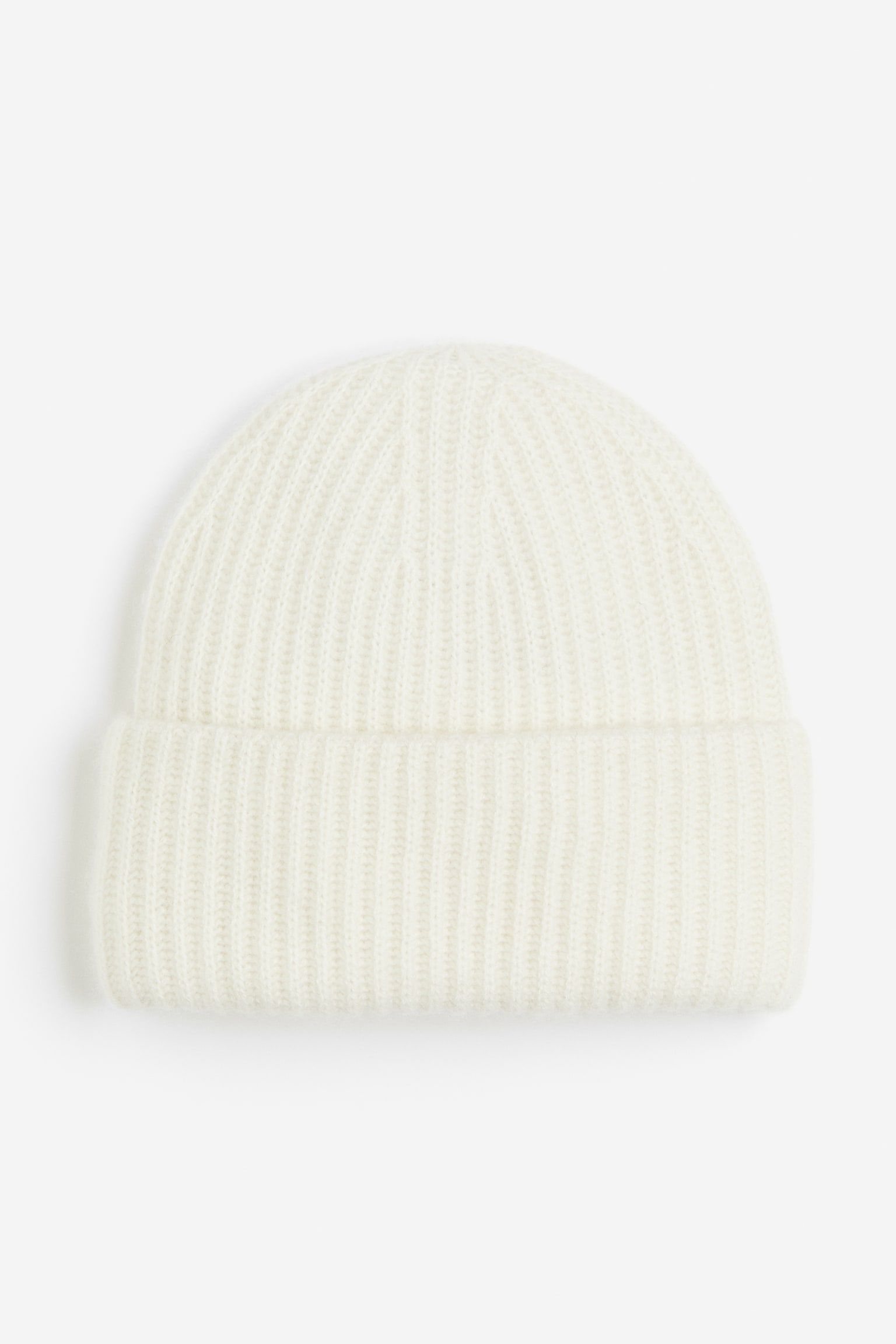 Rib-knit cashmere beanie - White/Black - 1