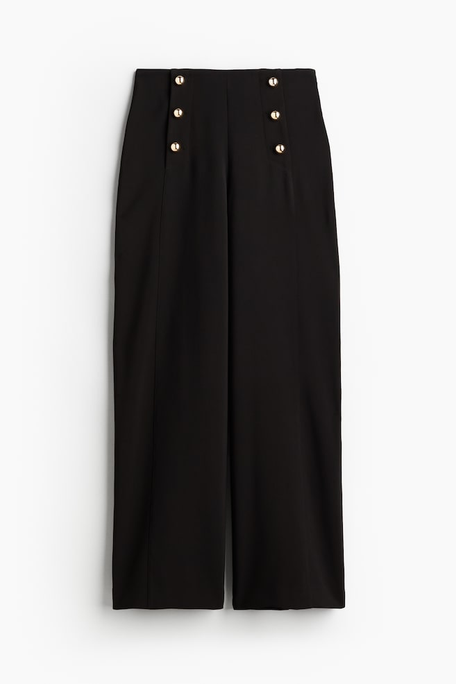 Button-front twill trousers - Black/Light beige - 1