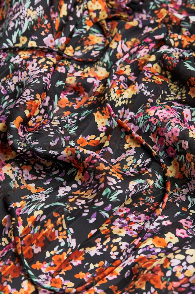Tie-detail blouse - Black/Small flowers/Black/Patterned/Black - 4