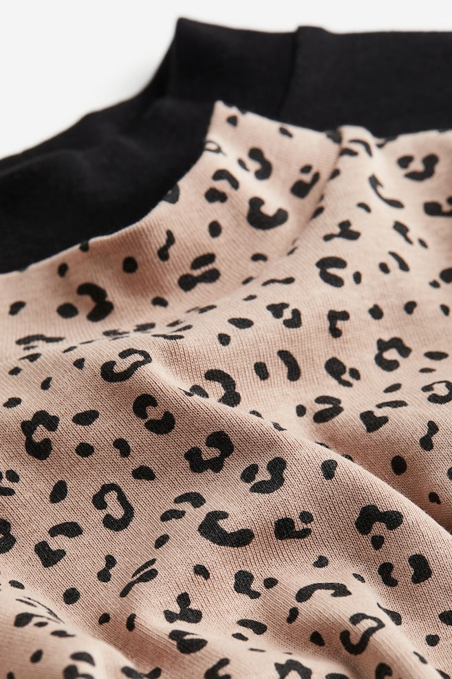 2-pack polo-neck tops - Beige/Leopard print/Black/White/White/Spotted - 2