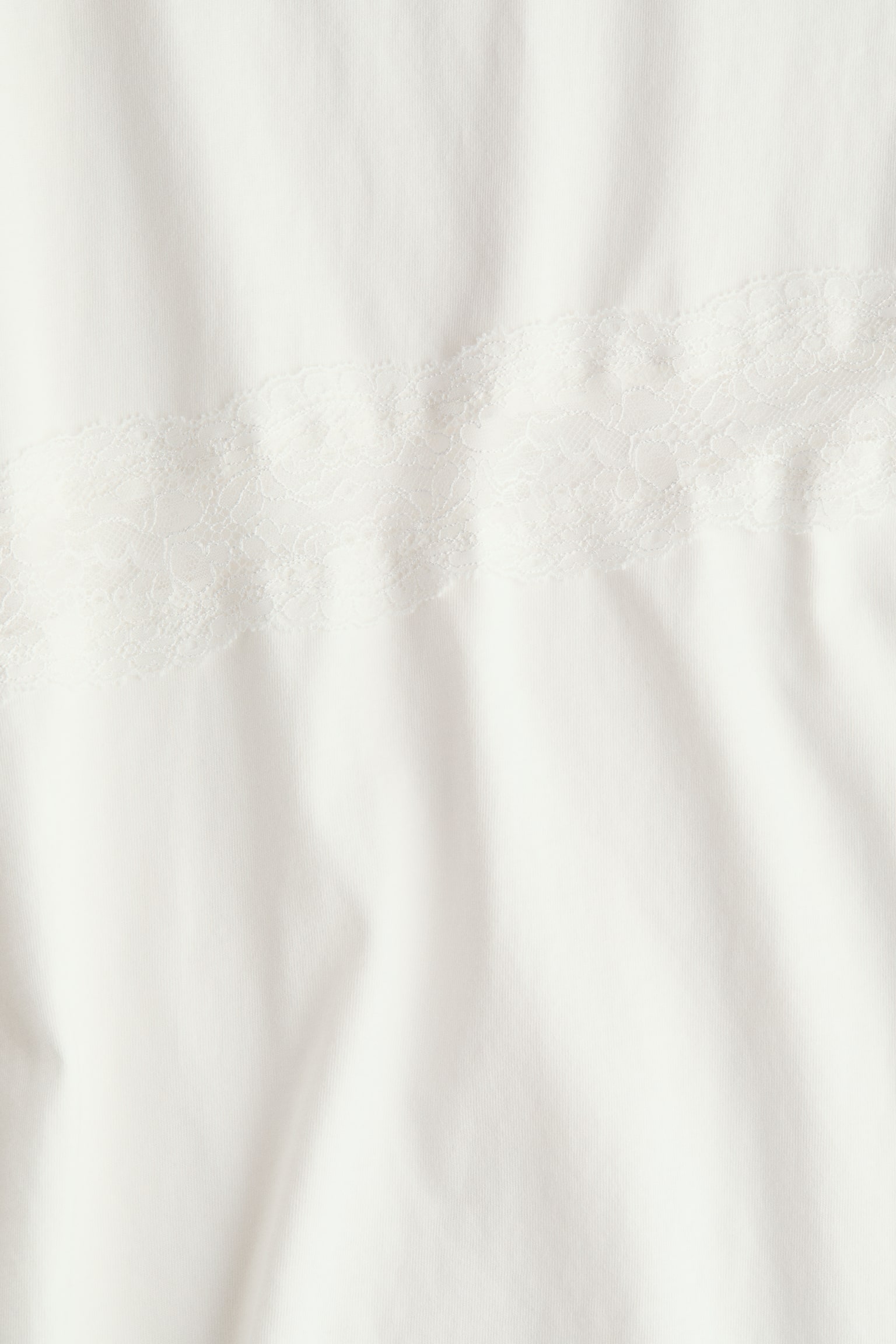 Lace-trimmed T-shirt - White/Black - 2