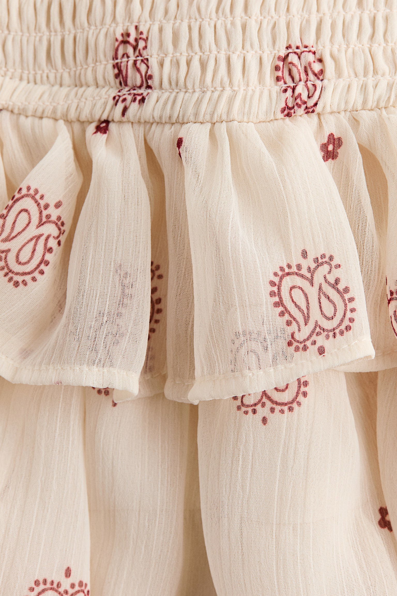 Tiered chiffon skirt - Cream/Paisley pattern/Burgundy - 6